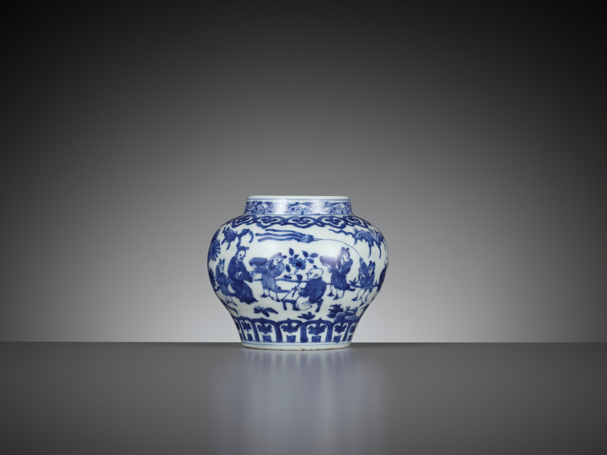 A BLUE AND WHITE 'SCHOLARS AND BOYS' JAR, GUAN, WANLI MARK AND PERIOD - Image 10 of 15