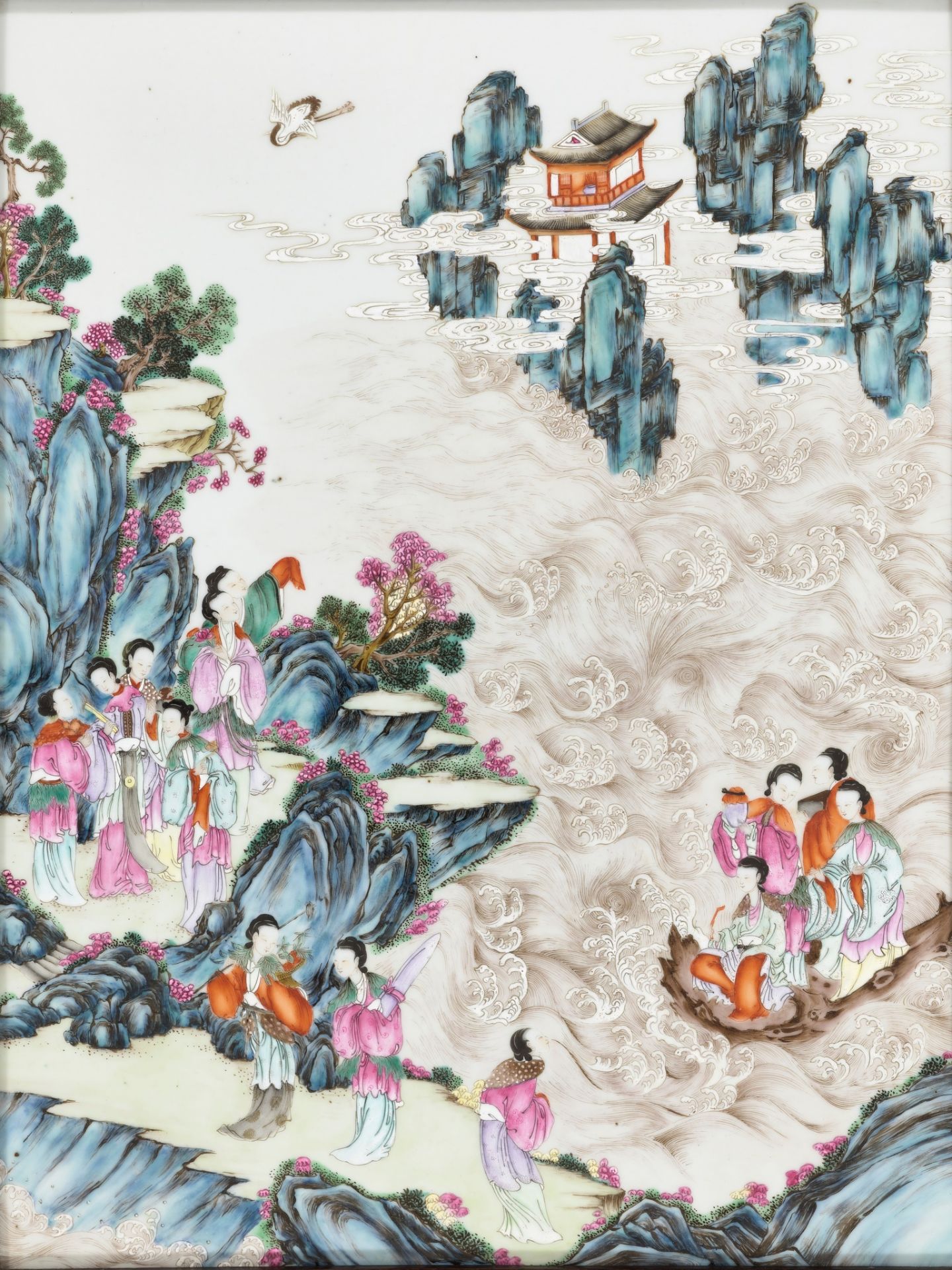 A FINELY PAINTED FAMILLE ROSE 'IMMORTALS' PLAQUE, QIANLONG PERIOD - Image 2 of 16