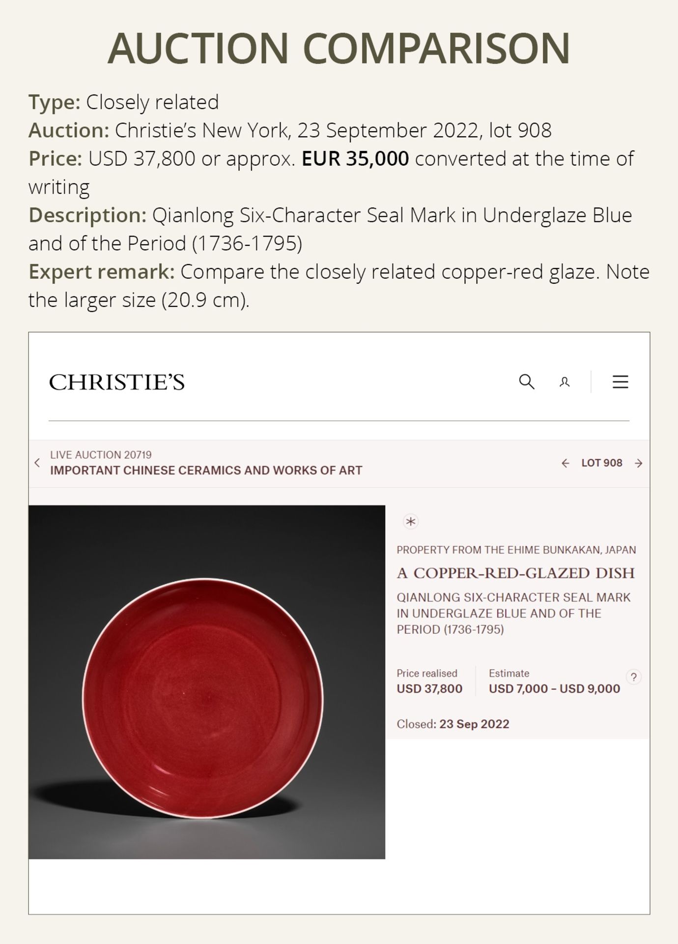 A COPPER-RED GLAZED DISH, QIANLONG MARK AND PERIOD - Image 5 of 10