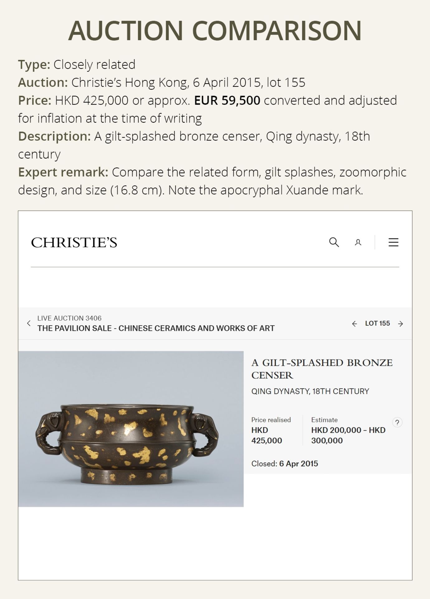 A RARE GILT-SPLASHED BRONZE 'THREE HARES' CENSER, 17TH-18TH CENTURY - Bild 4 aus 12