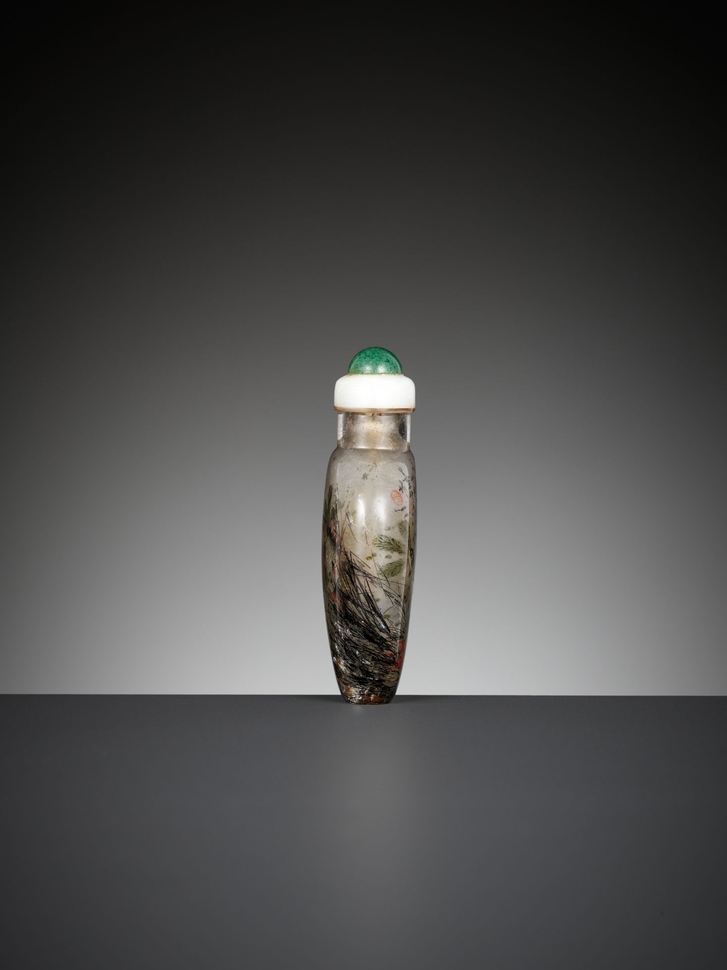 AN INSIDE-PAINTED HAIR CRYSTAL 'FISH' SNUFF BOTTLE, BY YE ZHONGSAN, DATED 1916 - Image 3 of 10