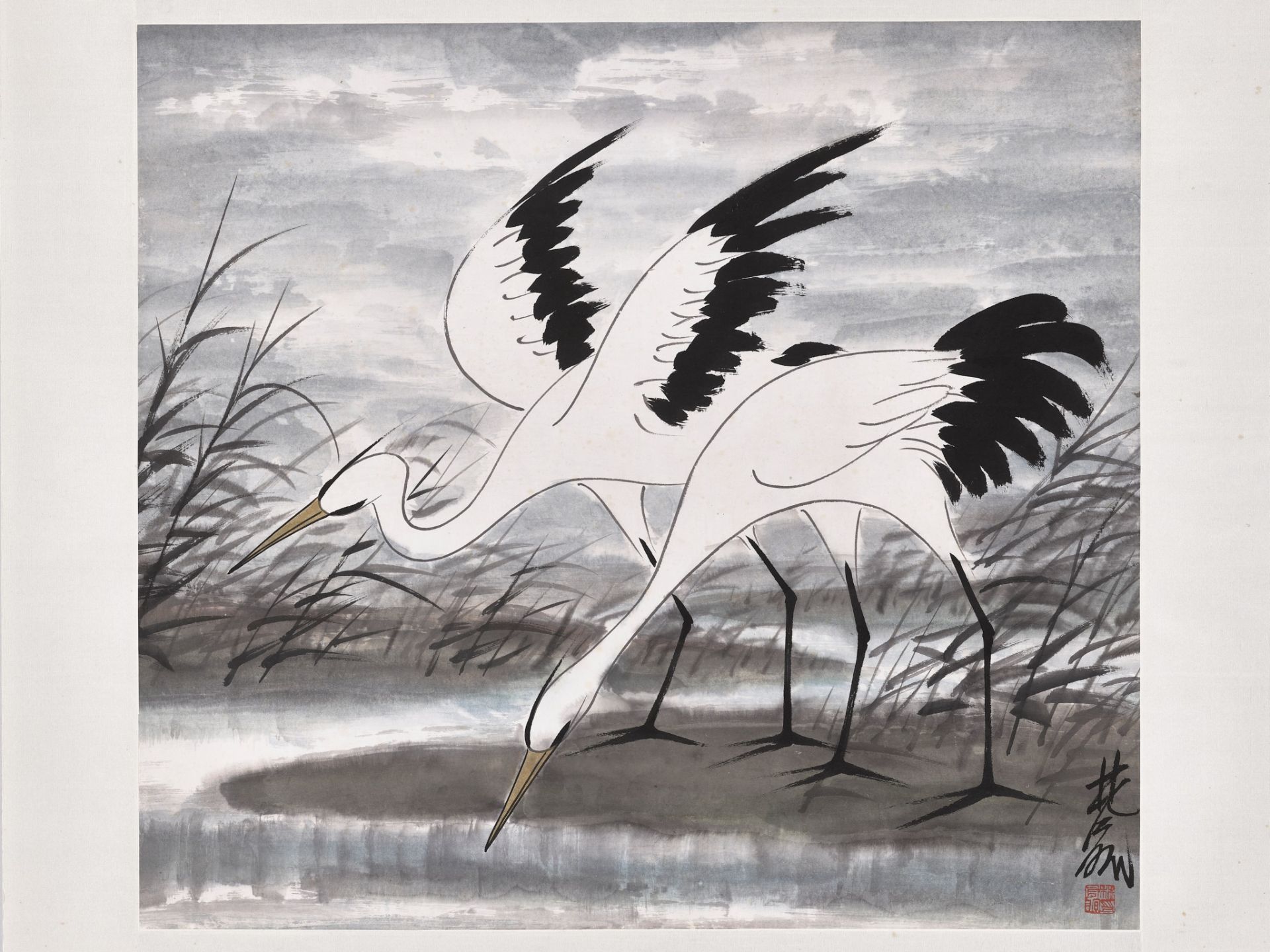 PAIR OF HERONS', BY LIN FENGMIAN (1900-1991) - Image 9 of 12