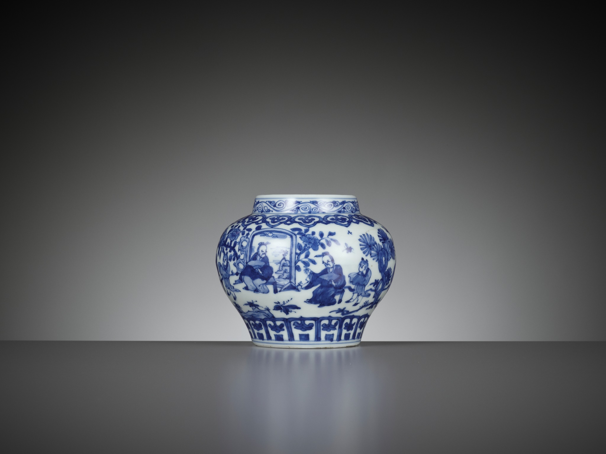 A BLUE AND WHITE 'SCHOLARS AND BOYS' JAR, GUAN, WANLI MARK AND PERIOD - Image 6 of 15