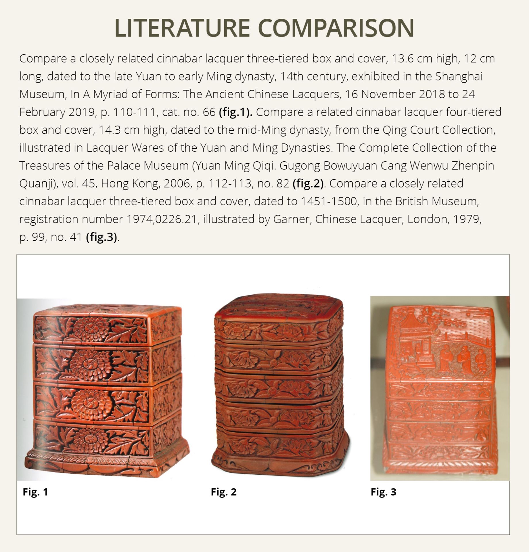 A CINNABAR LACQUER THREE-TIERED BOX AND COVER, LATE YUAN TO MID-MING DYNASTY - Bild 6 aus 12