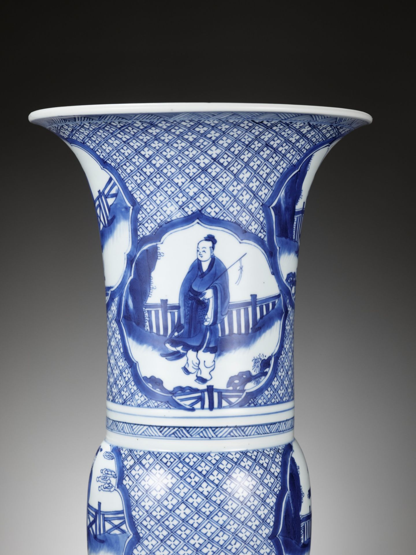 A RARE BLUE AND WHITE 'EIGHT IMMORTALS' BEAKER VASE, GU, KANGXI PERIOD - Image 13 of 19