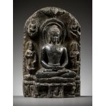 A BLACK STONE STELE DEPICTING BUDDHA, PALA EMPIRE