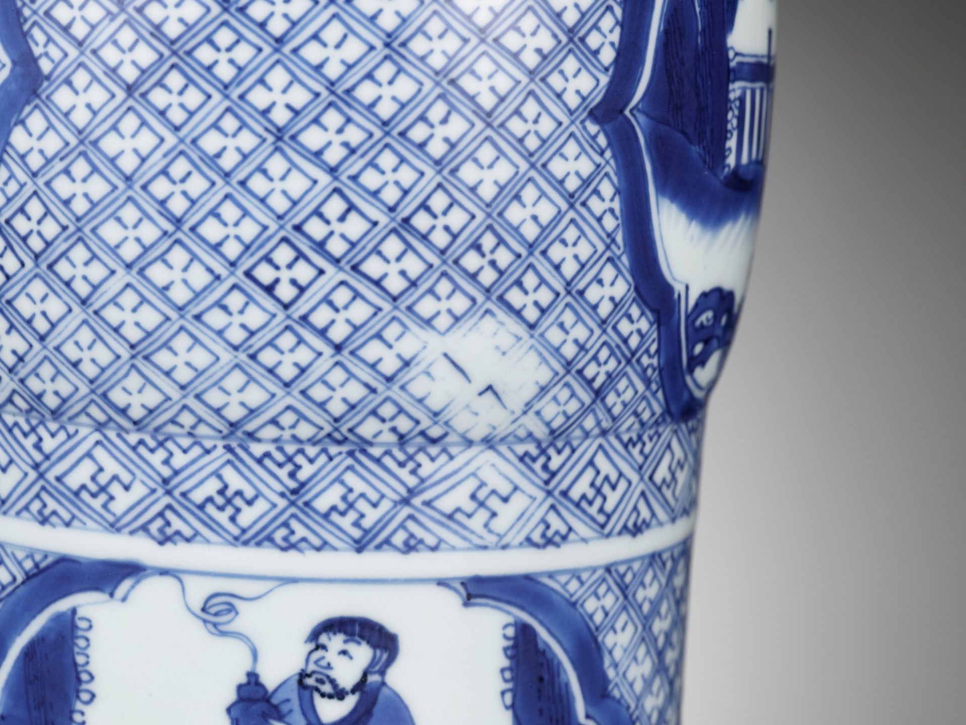 A RARE BLUE AND WHITE 'EIGHT IMMORTALS' BEAKER VASE, GU, KANGXI PERIOD - Image 12 of 19