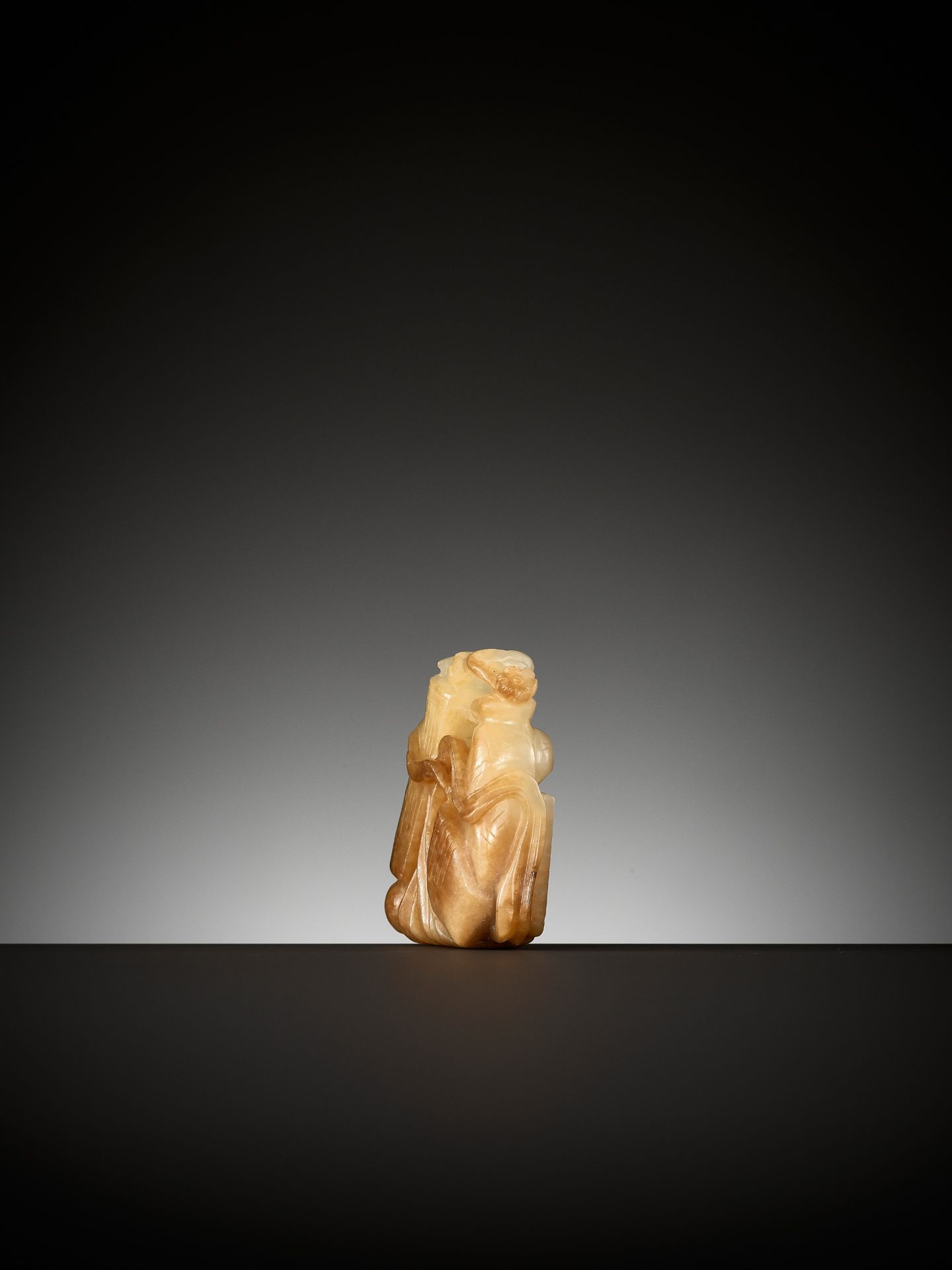 A WHITE AND RUSSET JADE 'FOUR SCHOLARLY ACCOMPLISHMENTS' GROUP, SIYI, QING DYNASTY - Image 7 of 9
