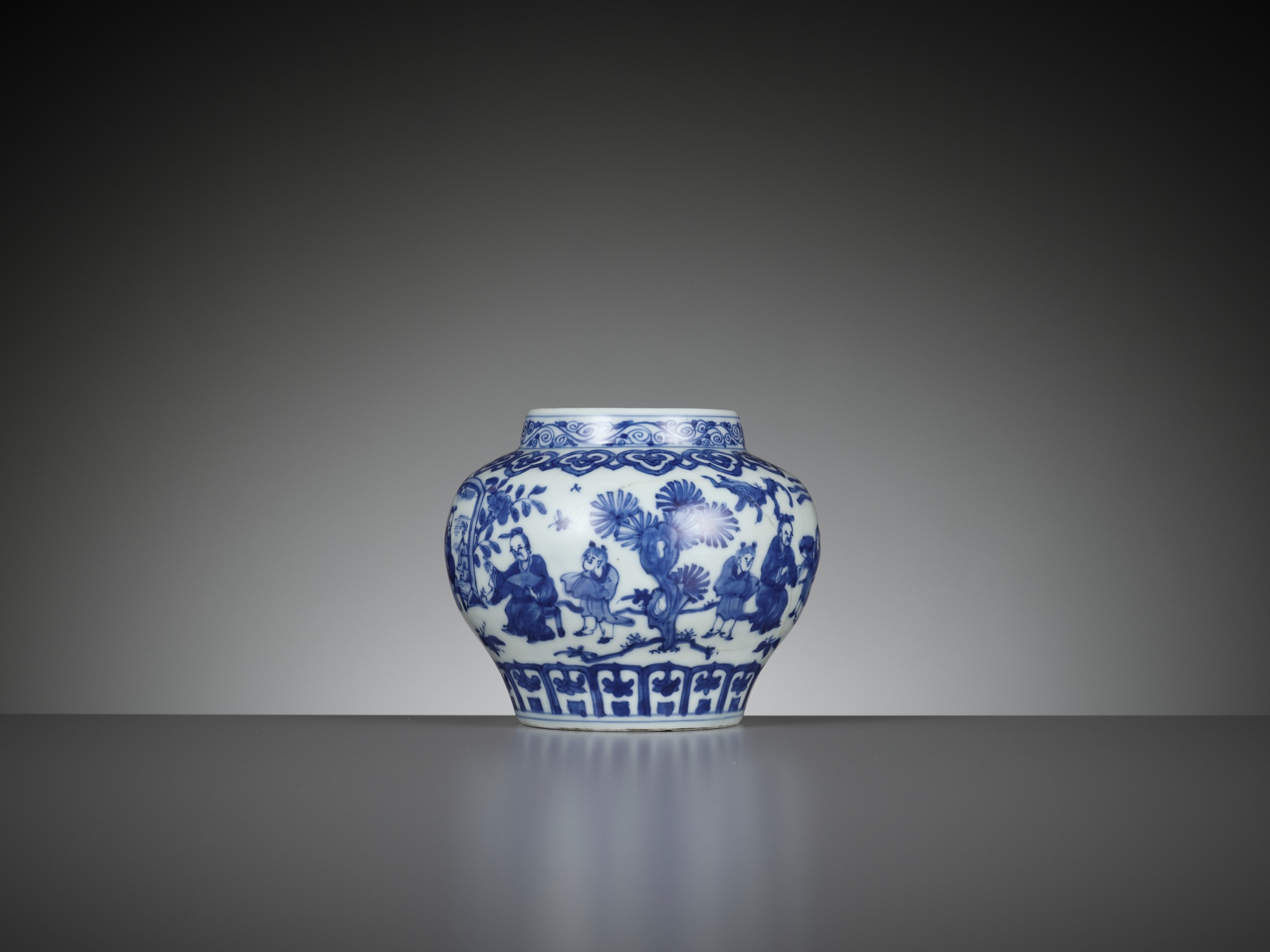 A BLUE AND WHITE 'SCHOLARS AND BOYS' JAR, GUAN, WANLI MARK AND PERIOD - Image 8 of 15