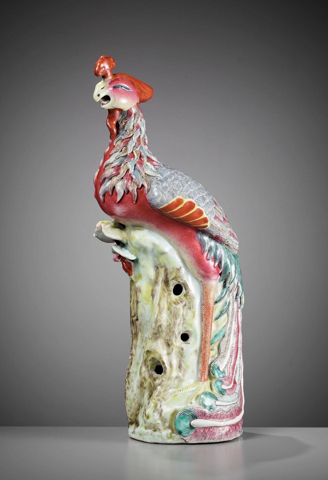 A FAMILLE ROSE FIGURE OF A PHOENIX, 19TH CENTURY - Image 2 of 13