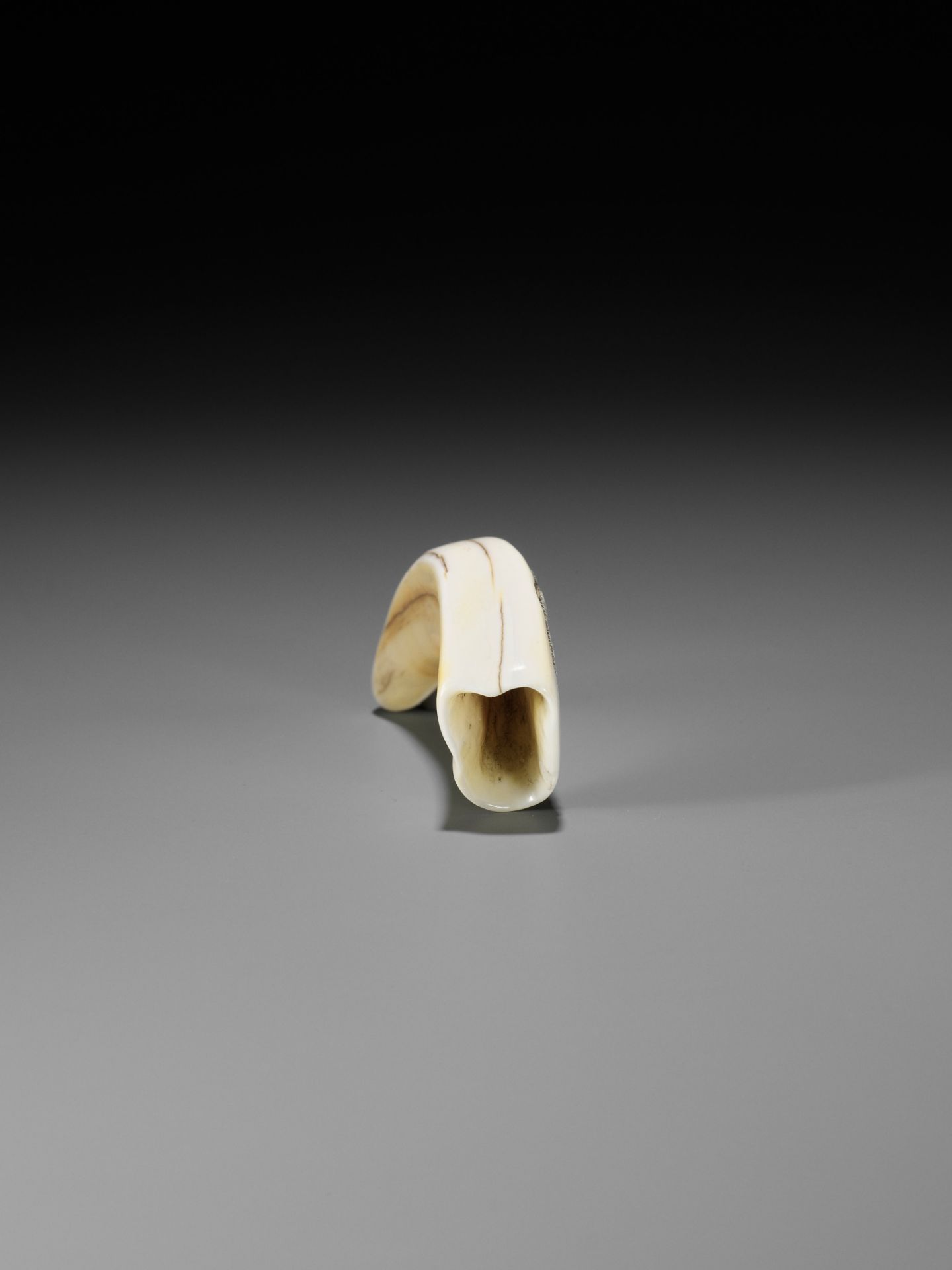 A BOAR TUSK NETSUKE DEPICTING A RECUMBENT OX - Image 4 of 8