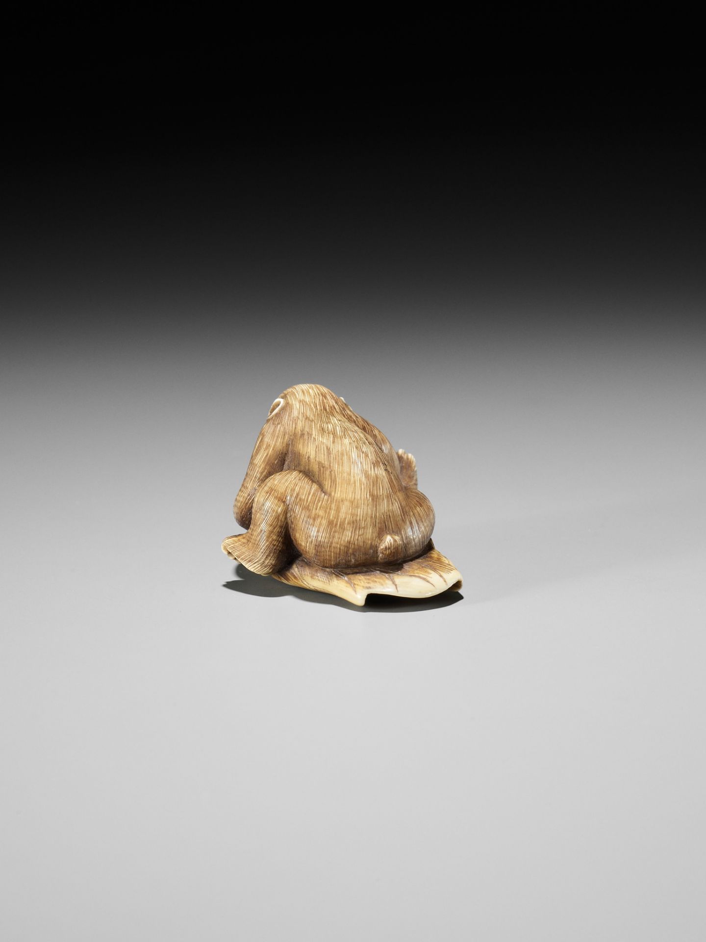 AN IVORY NETSUKE OF A MONKEY, CRAB AND LOTUS - Image 5 of 10