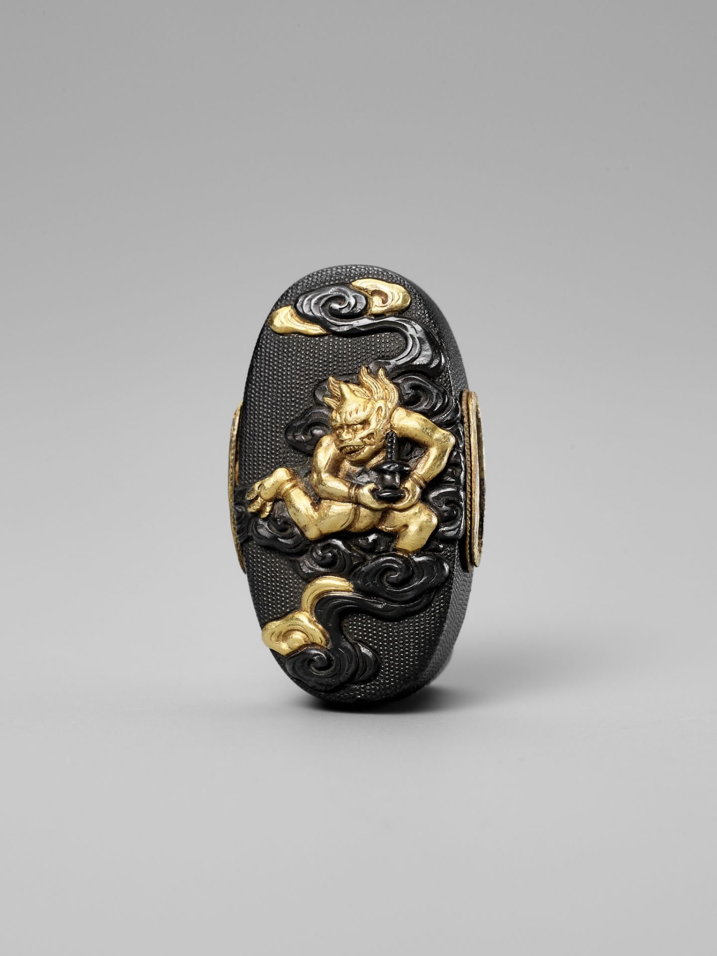 HIDEMASA: A FINE SHAKUDO NANAKO FUCHI AND KASHIRA WITH BISHAMONTEN PURSUING AN ONI - Image 2 of 6