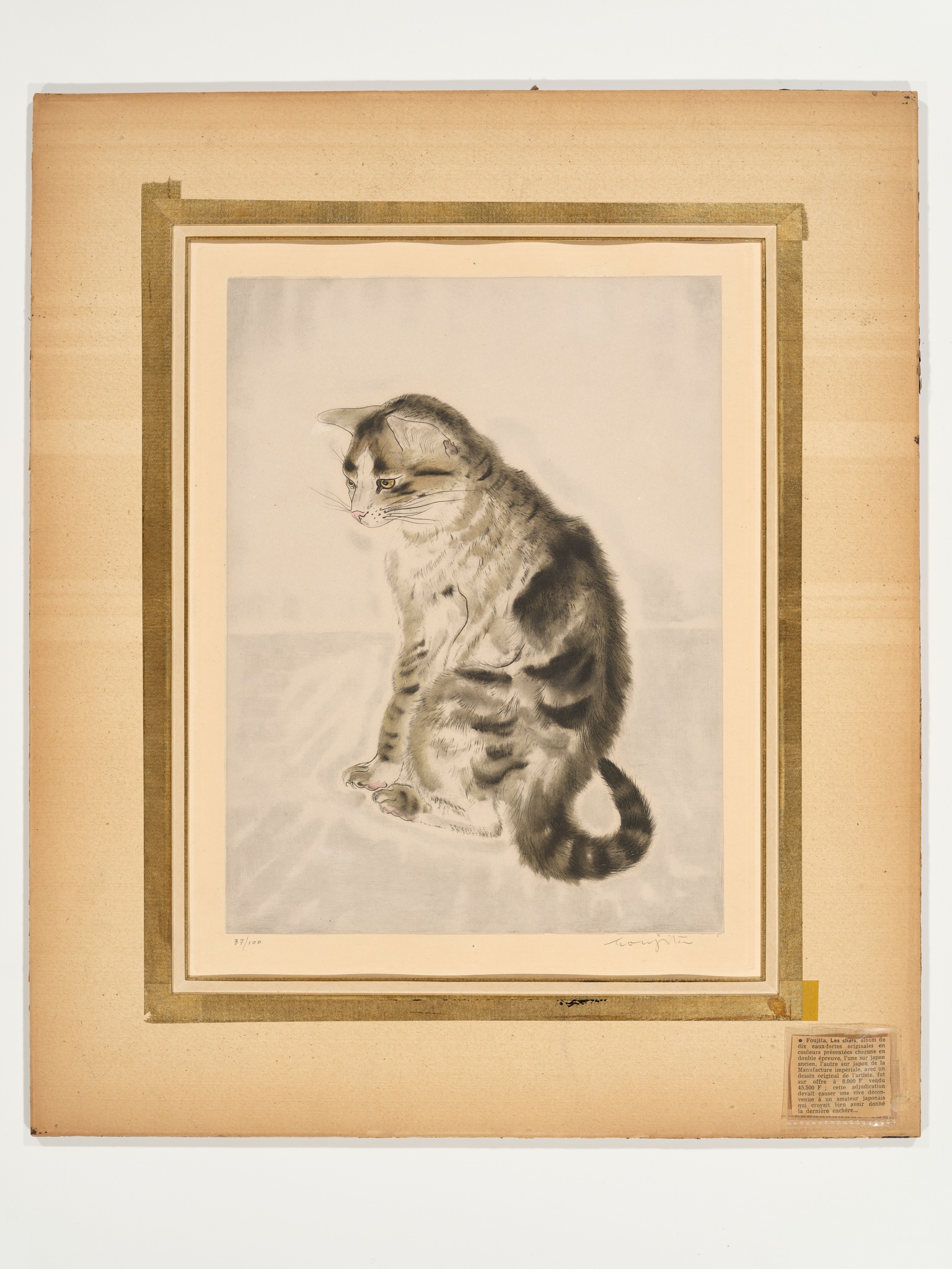 LEONARD TSUGUHARU FOUJITA (1886-1968), SEATED CAT, FROM LES CHATS - Image 3 of 8