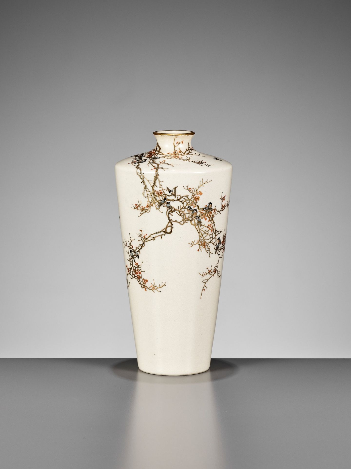 YABU MEIZAN: A VERY FINE SATSUMA VASE WITH BIRDS IN AUTUMN - Image 3 of 10