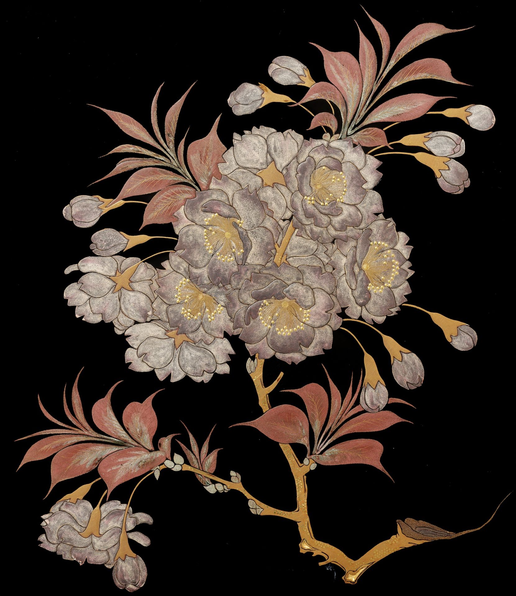A LACQUER SUZURIBAKOO DEPICTING BLOSSOMING BELLFLOWERS (KIKYO) AND MAPLE LEAVES - Image 3 of 9
