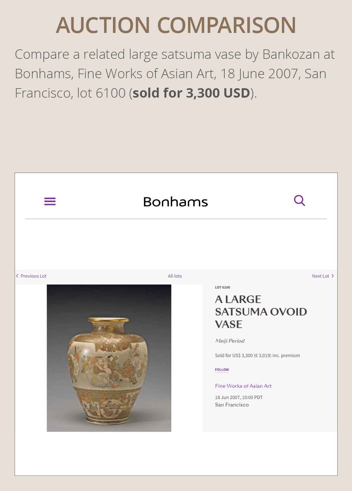 BANKOZAN: A FINE AND LARGE SATSUMA CERAMIC VASE - Image 5 of 9