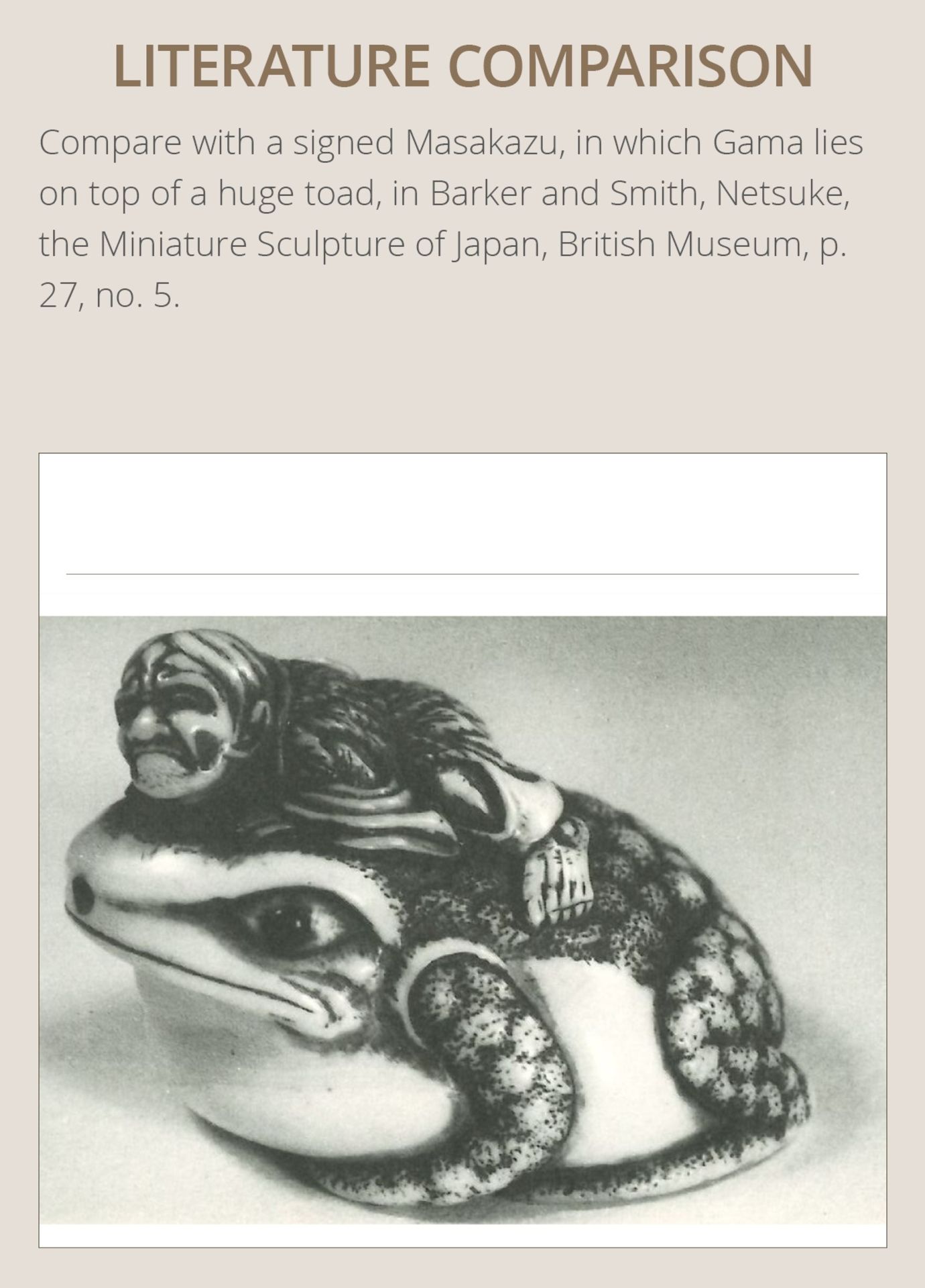 AN AMUSING IVORY NETSUKE OF GAMA SENNIN ATTRIBUTED TO MASAKAZU - Image 5 of 11