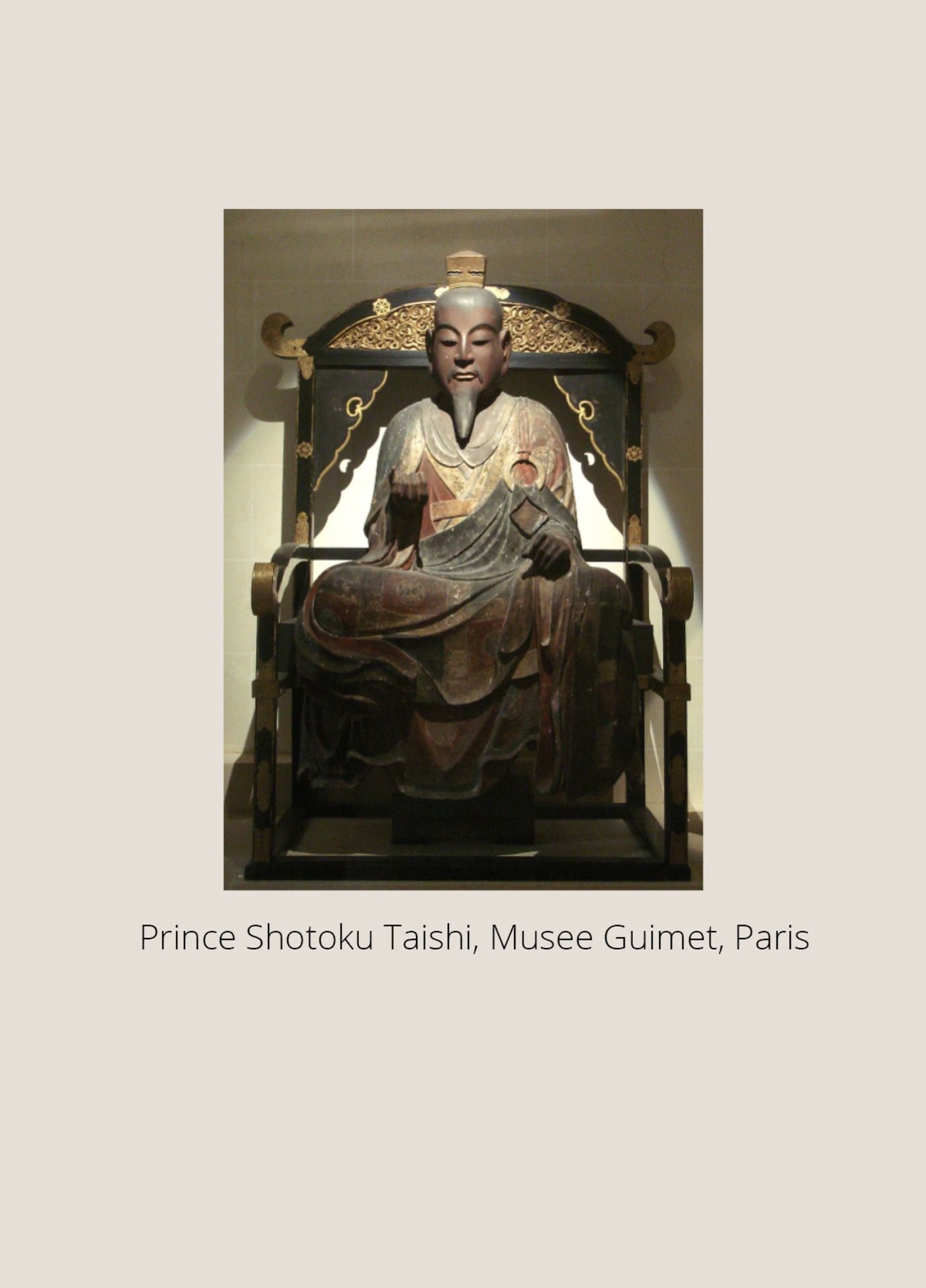 A RARE AND LARGE POLYCHROME WOOD FIGURE OF THE PRINCE SHOTOKU TAISHI - Bild 5 aus 9