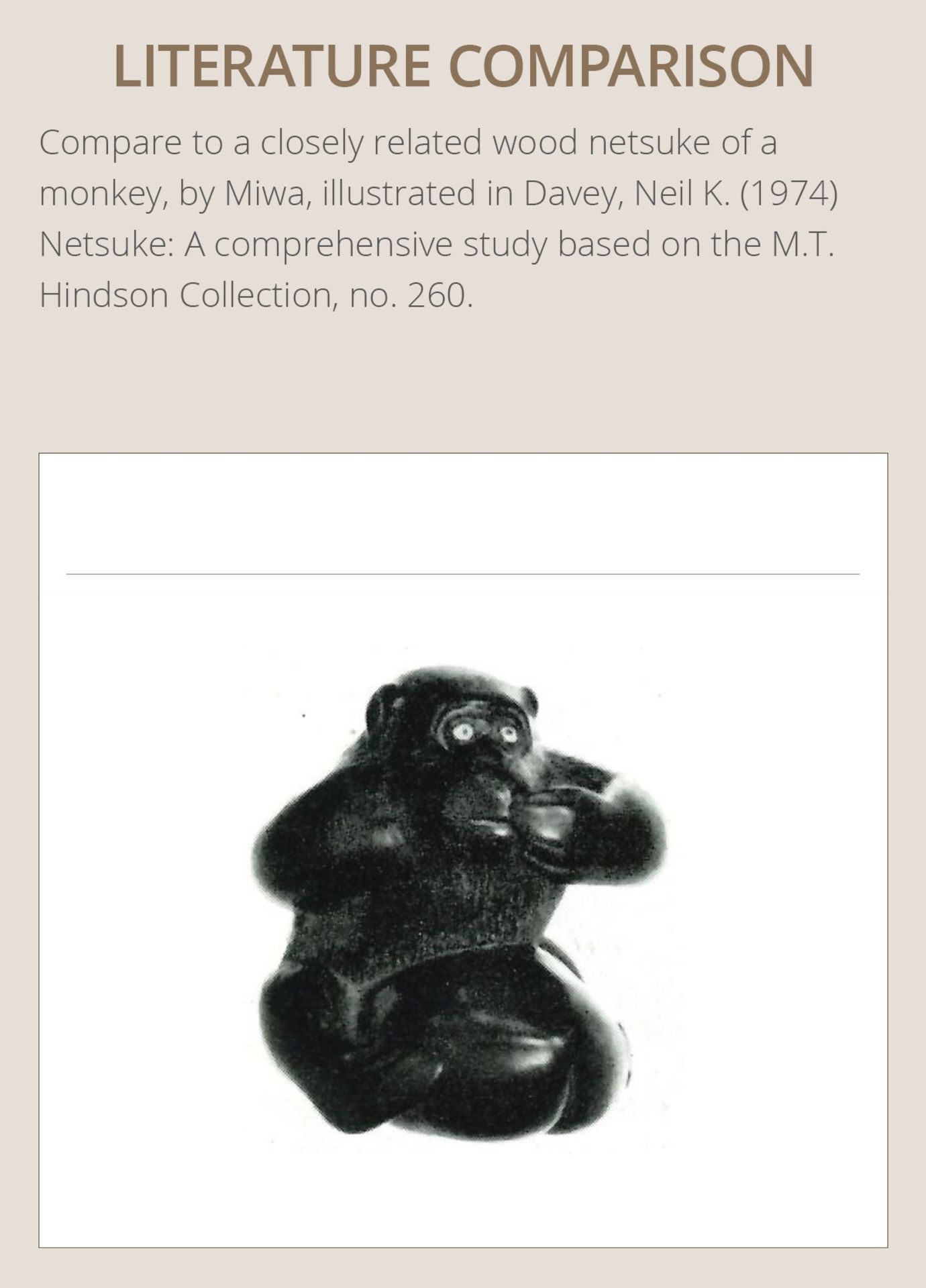A WOOD NETSUKE OF A MONKEY EATING A PEACH, ATTRIBUTED TO MIWA - Image 5 of 12