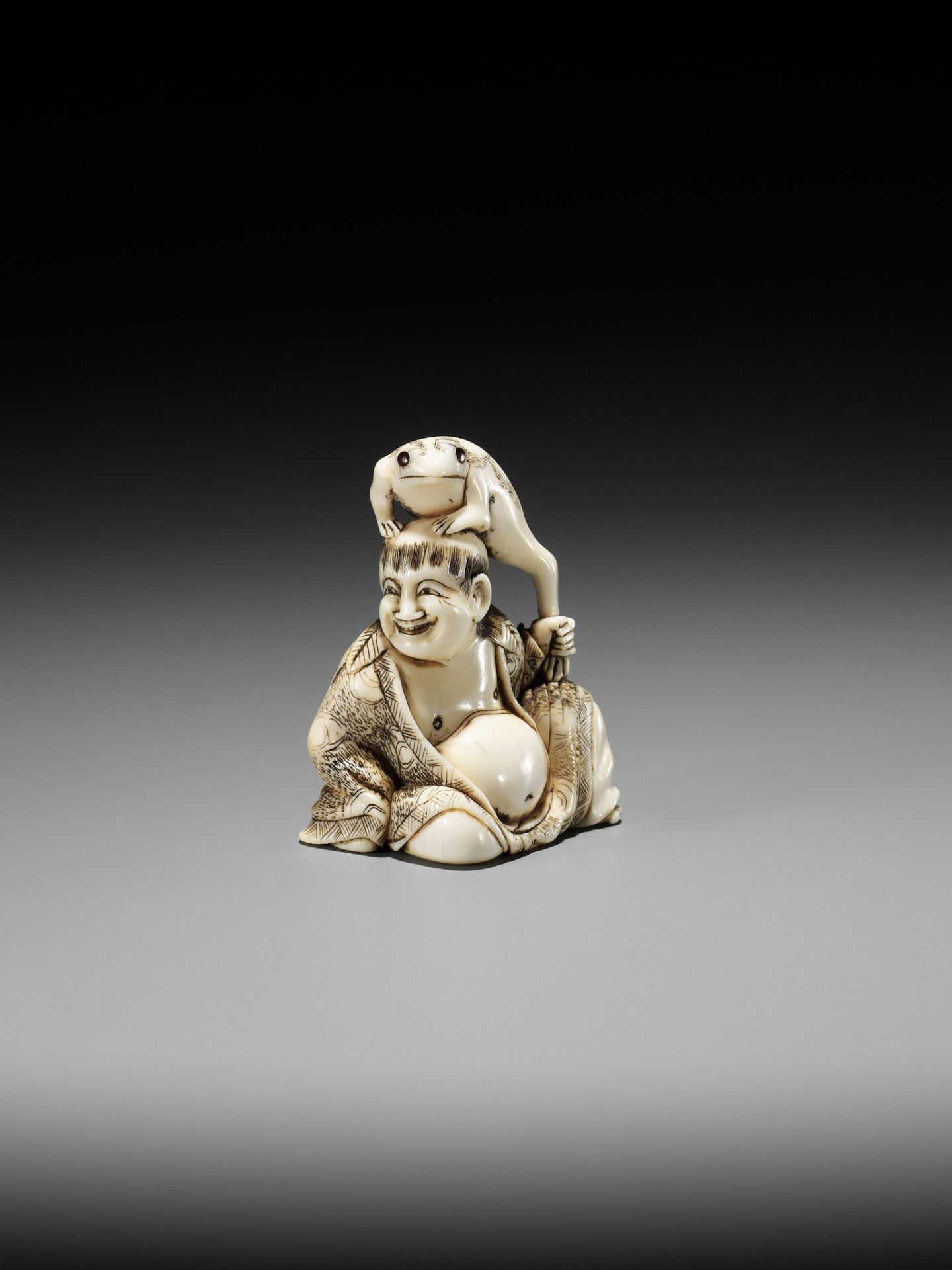 MASAMORI: AN IVORY NETSUKE OF GAMA SENNIN - Image 4 of 13