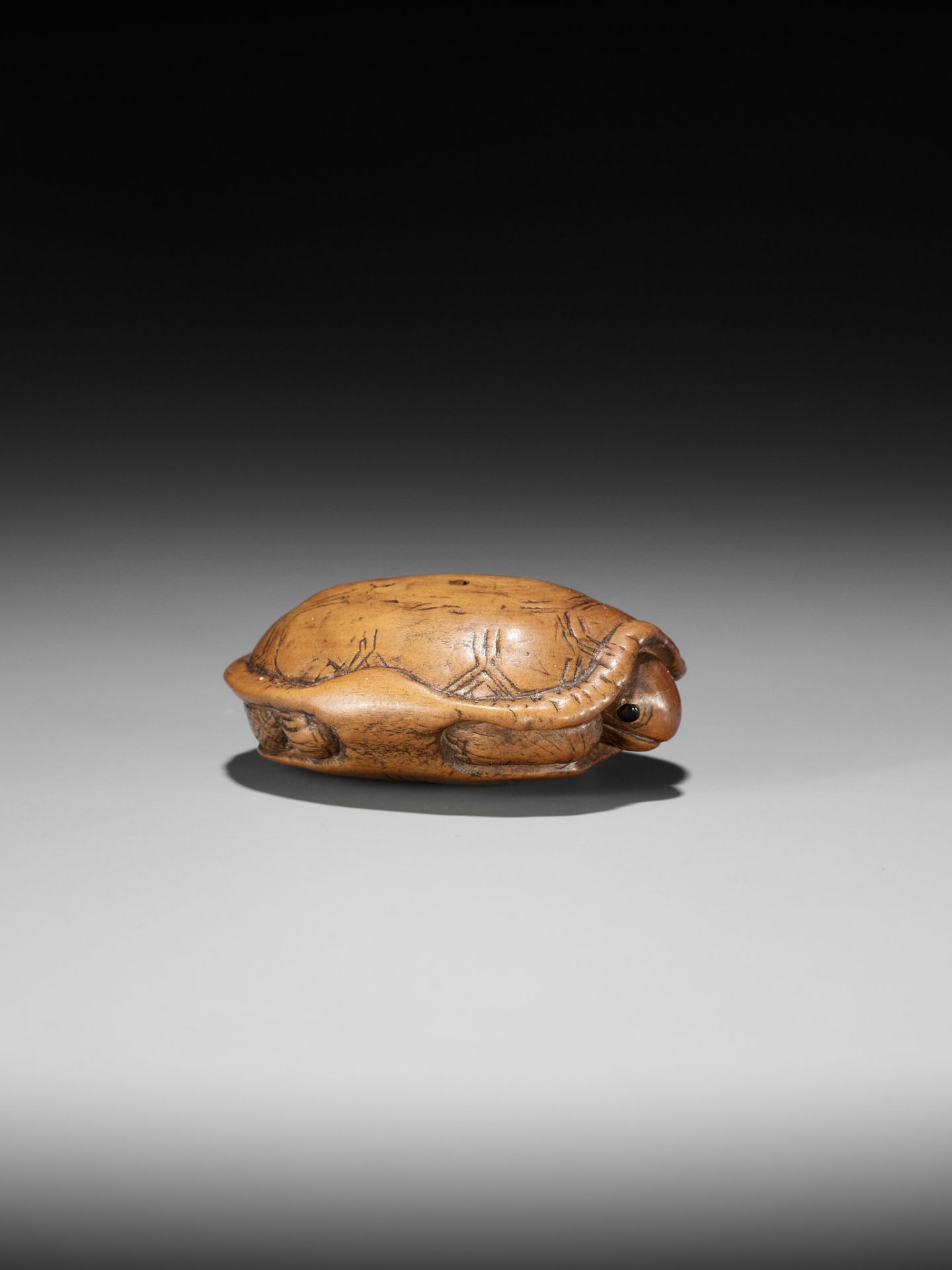 AN OLD WOOD NETSUKE OF A TORTOISE - Image 9 of 9