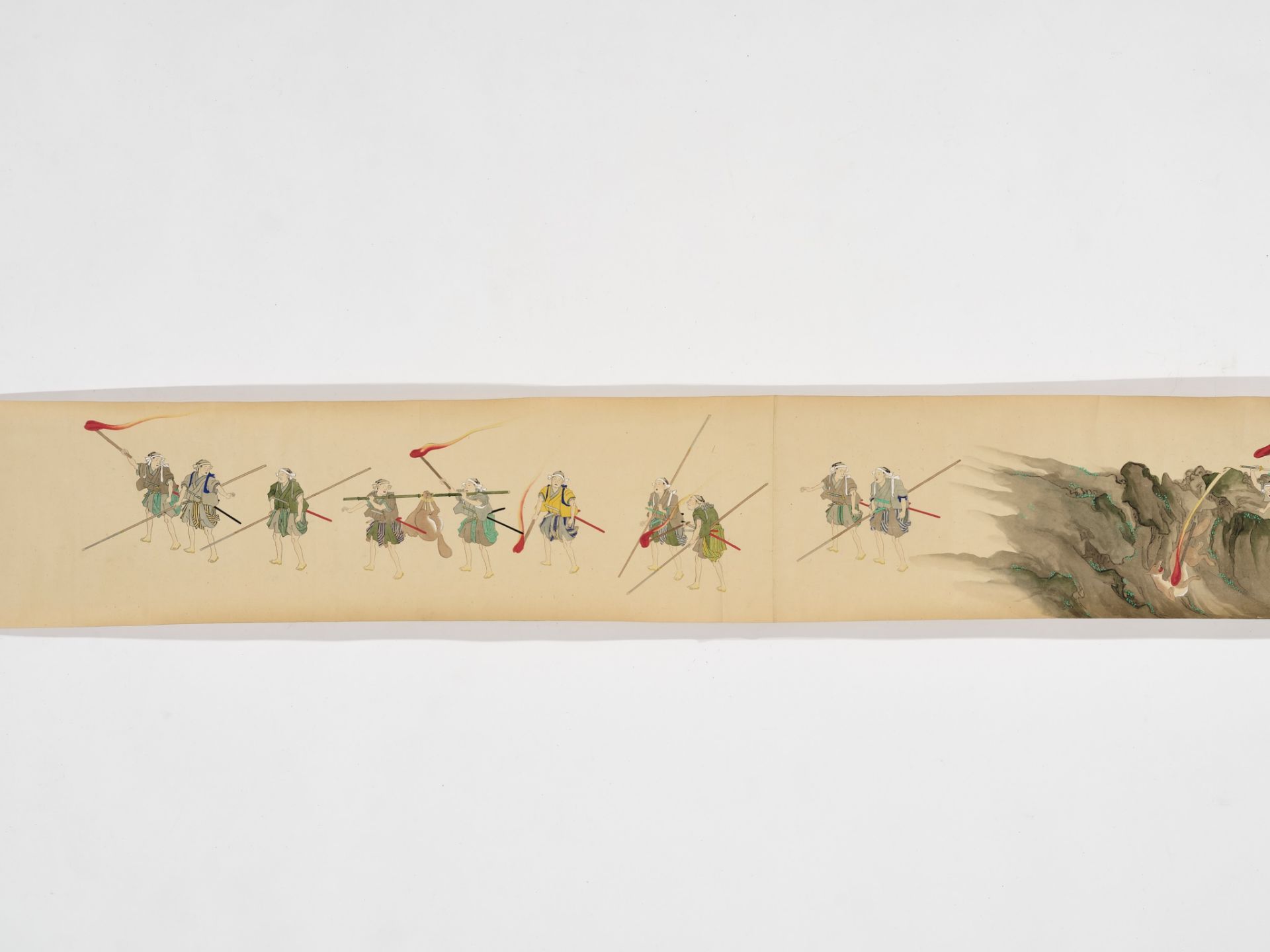 A LARGE AND RARE EMAKI HANDSCROLL WITH FOUR SEPARATE LEAVES, ONE WITH A DEPICTION OF GASHADOKURO - Bild 8 aus 24