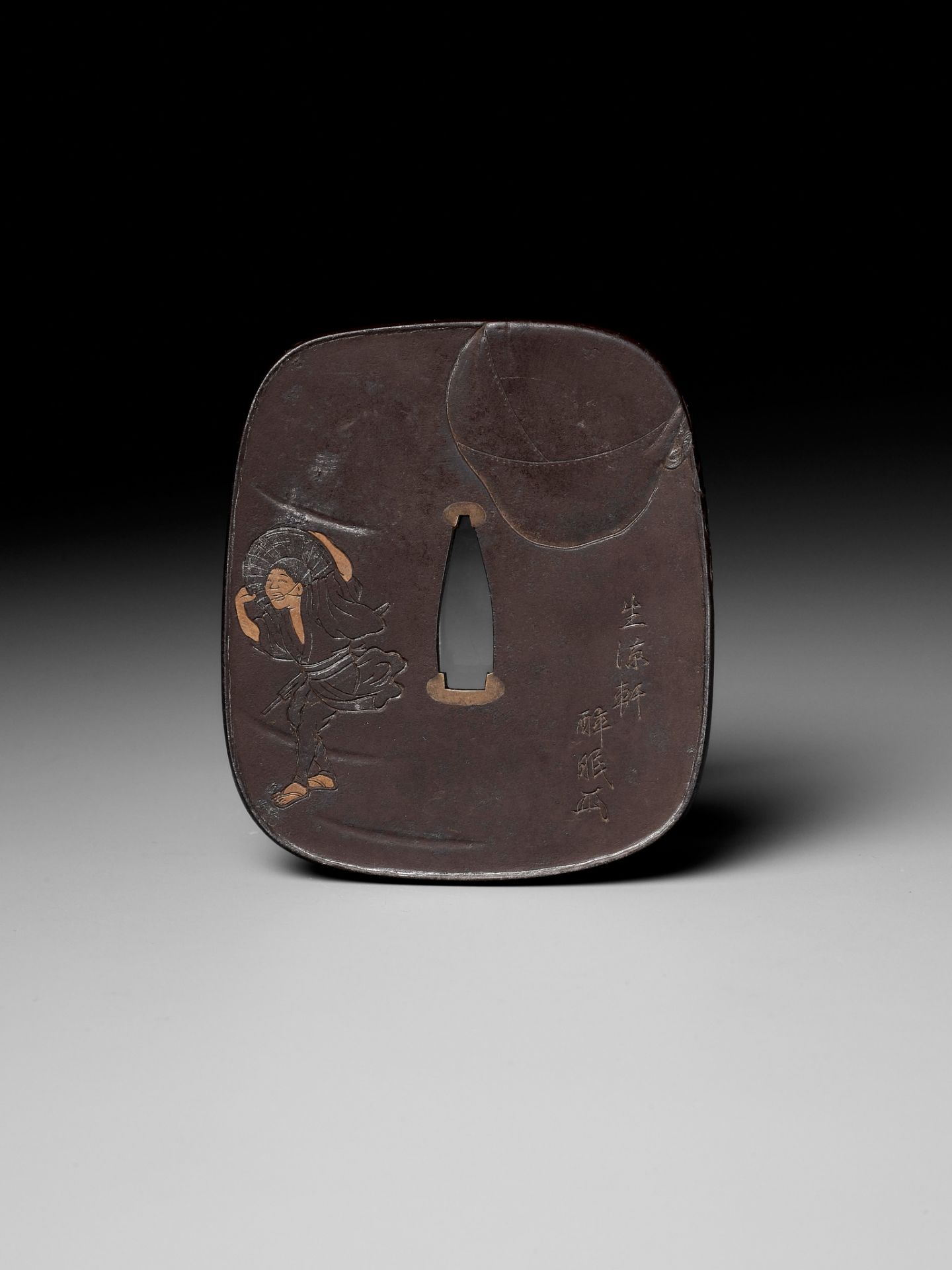 HAGIYA KATSUHIRA: A FINE IRON TSUBA WITH FUJIN AND GEISHA - Bild 3 aus 5