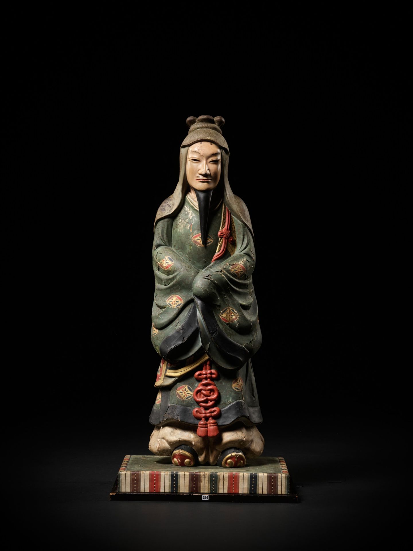 A RARE AND LARGE POLYCHROME WOOD FIGURE OF THE PRINCE SHOTOKU TAISHI - Bild 2 aus 9