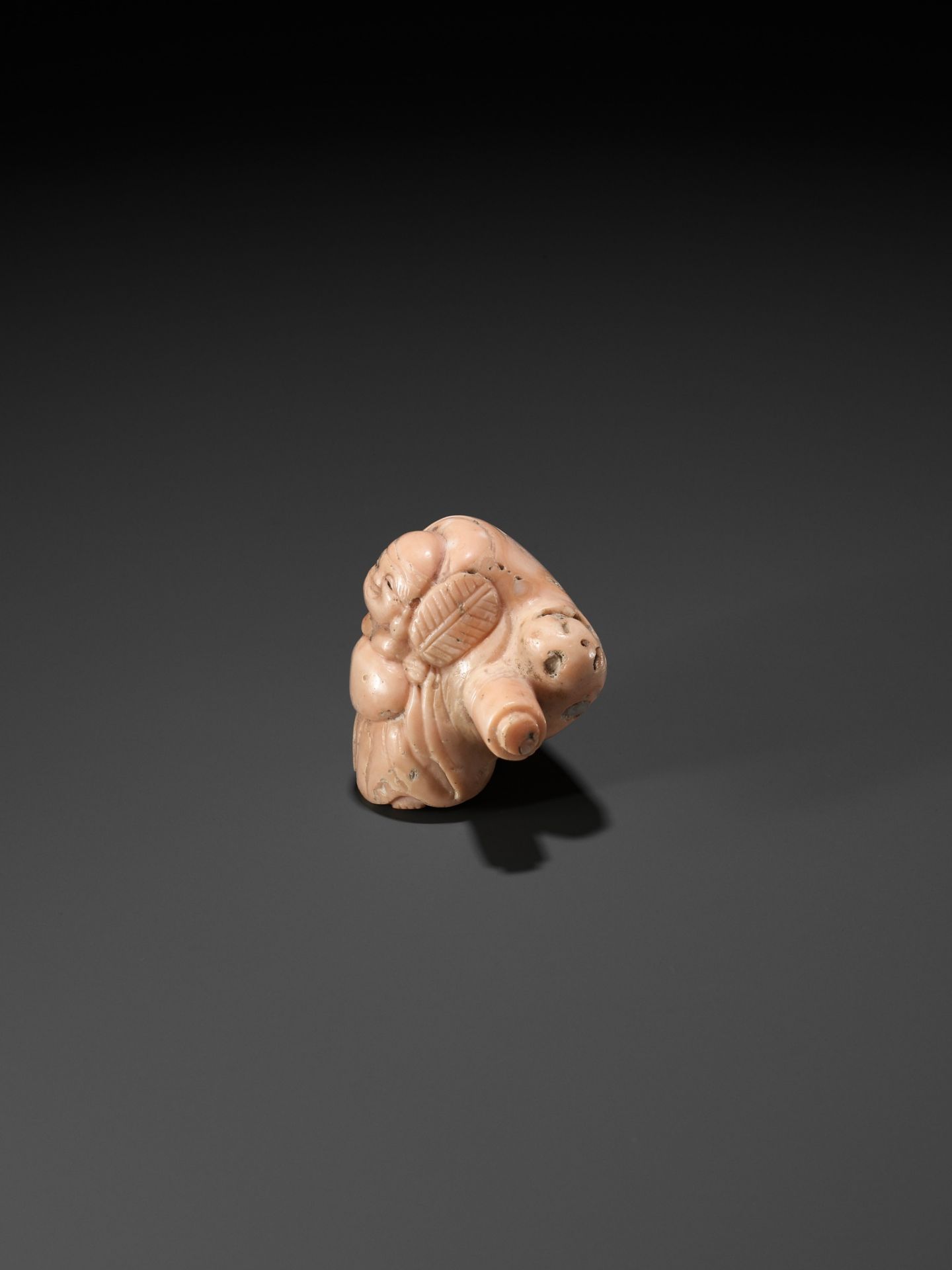 A CORAL NETSUKE OF HOTEI - Image 3 of 8