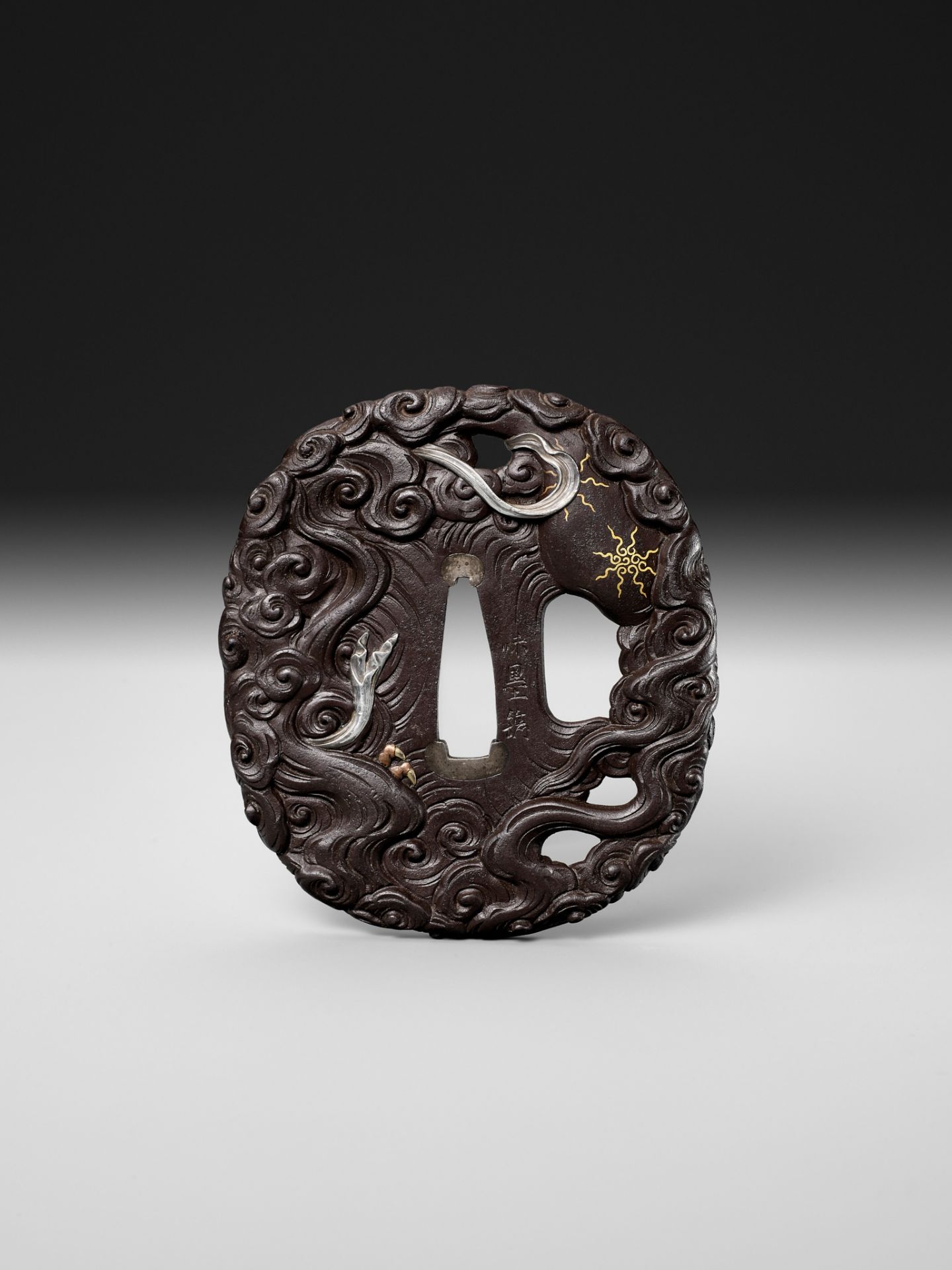 MIBOKU MASAYUKI: A MASTERFUL IRON TSUBA DEPICTING FUTEN - Image 3 of 5