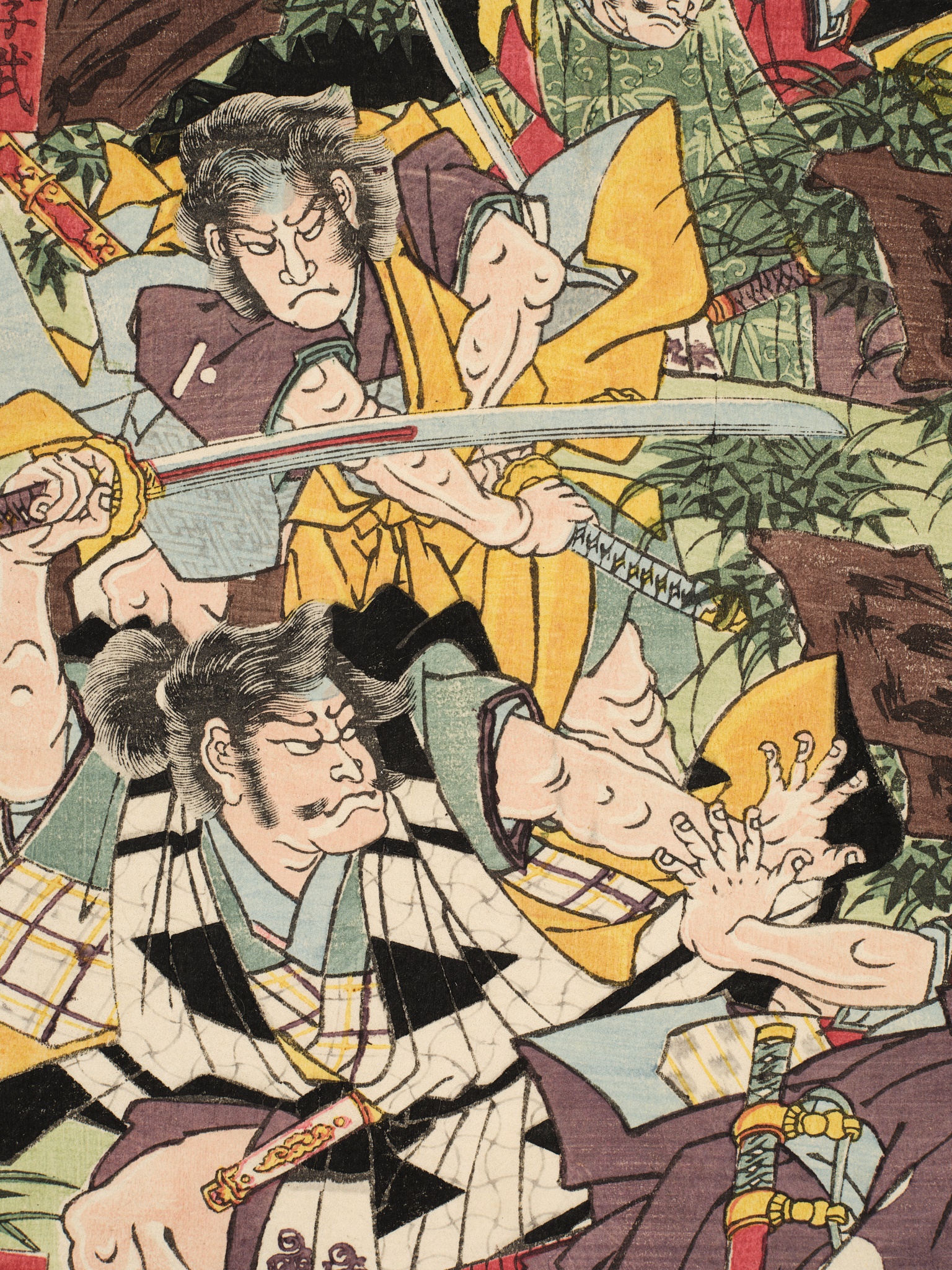 ICHIEISAI YOSHITSUYA: TRIPTYCH OF YORIMITSU TRIES TO CAPTURE HAKAMADARE BY DESTROYING HIS MAGIC - Image 11 of 17