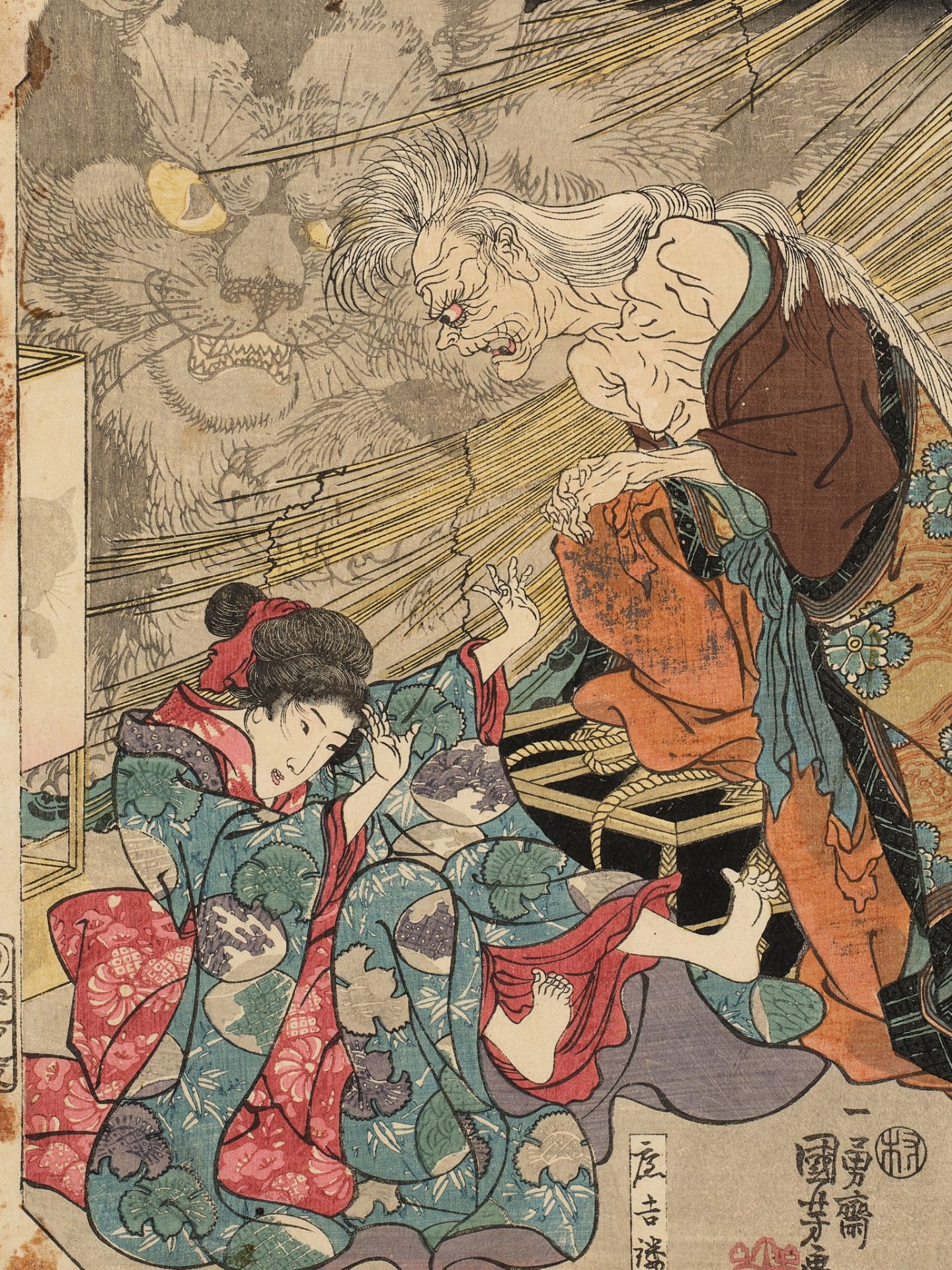 ICHIYUSAI KUNIYOSHI (1797-1861), OKABE. THE STORY OF THE CAT STONE - Image 2 of 9