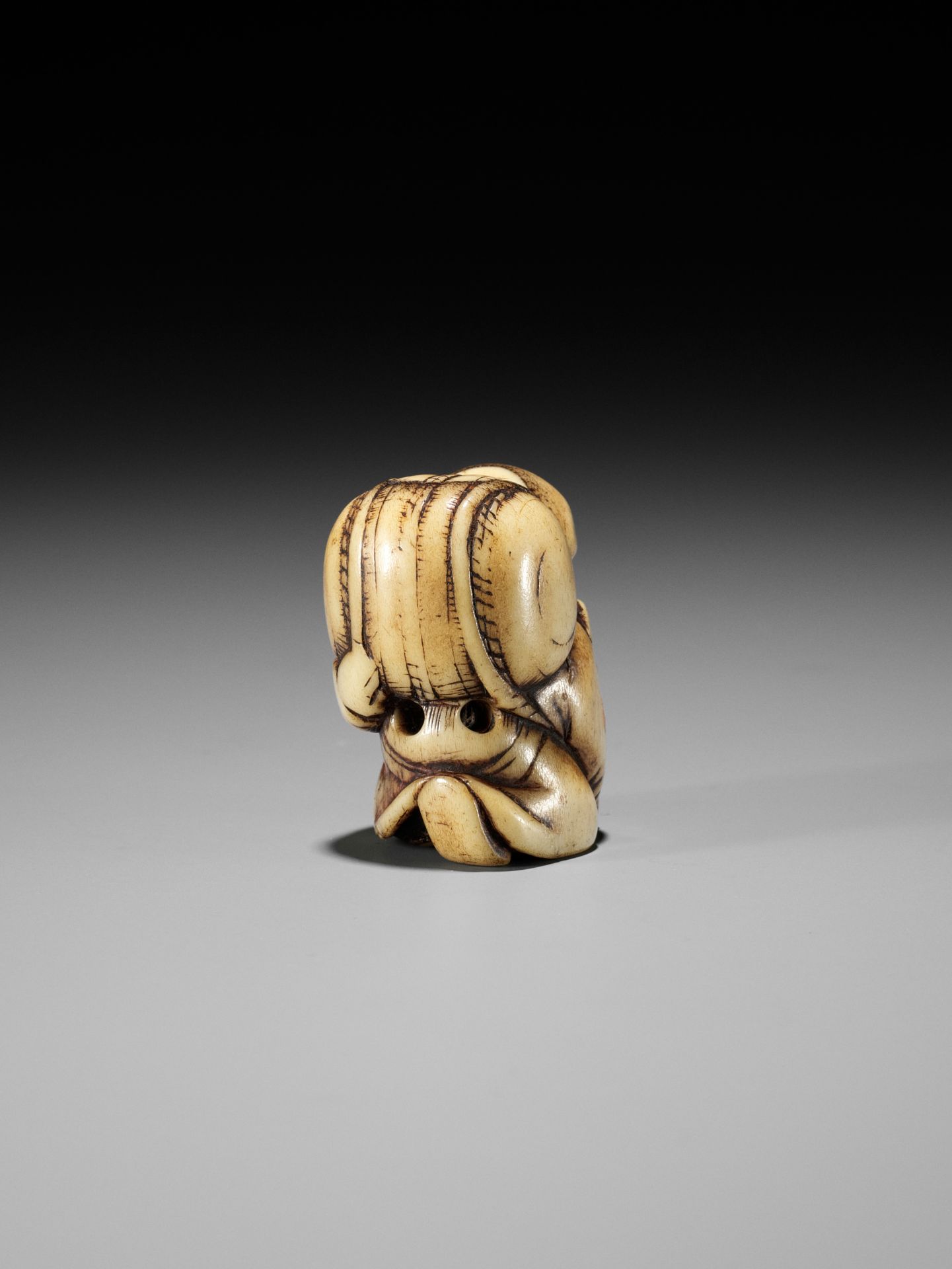 A GOOD STAG ANTLER NETSUKE OF DAIKOKU - Image 2 of 11