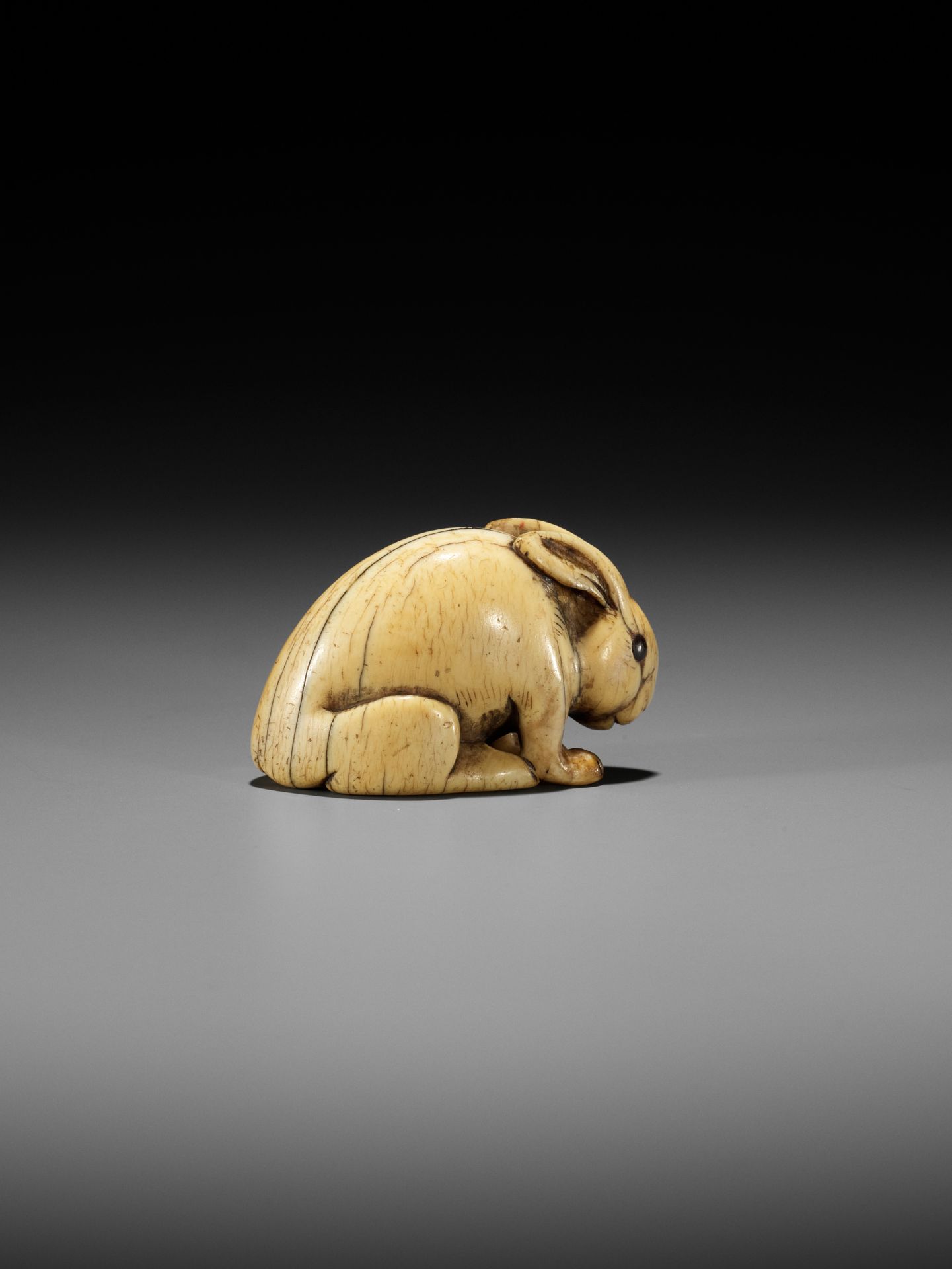 A LARGE KYOTO SCHOOL IVORY NETSUKE OF A RABBIT - Image 7 of 10