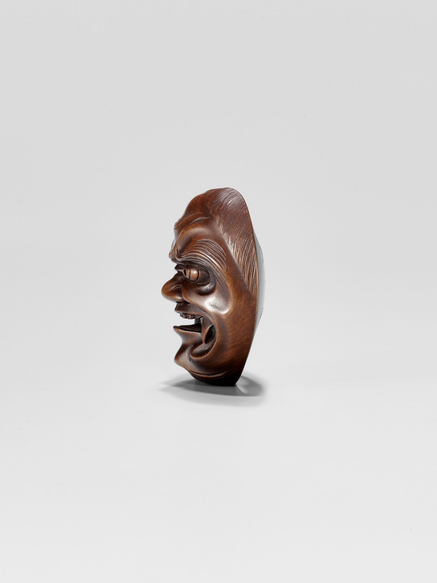 RYUZAN: A WOOD MASK NETSUKE OF SHIKAMI - Image 4 of 9