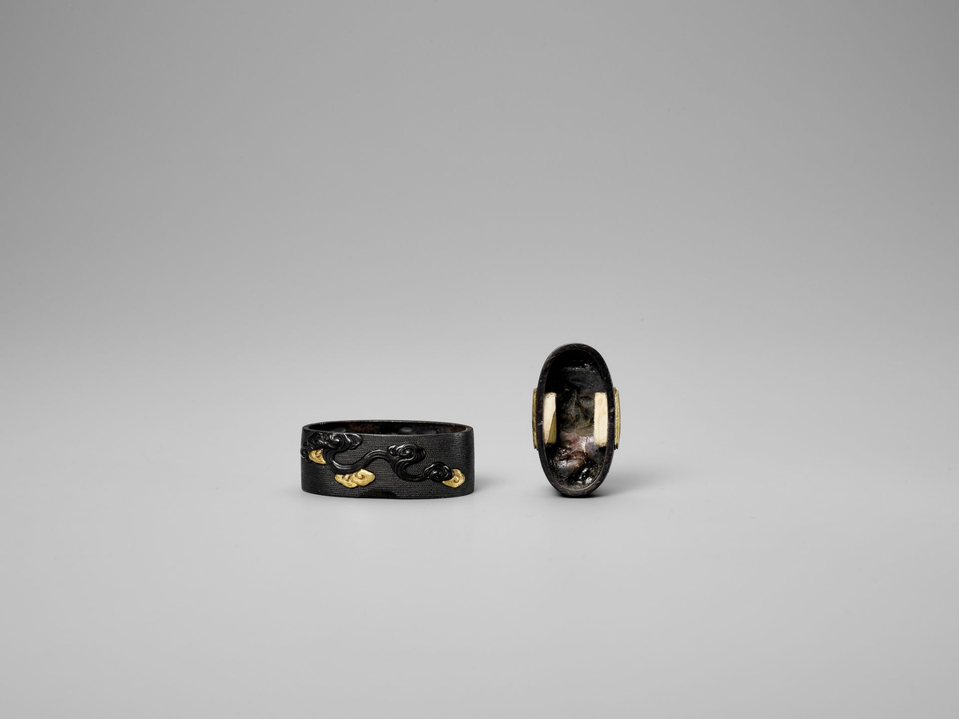 HIDEMASA: A FINE SHAKUDO NANAKO FUCHI AND KASHIRA WITH BISHAMONTEN PURSUING AN ONI - Image 4 of 6