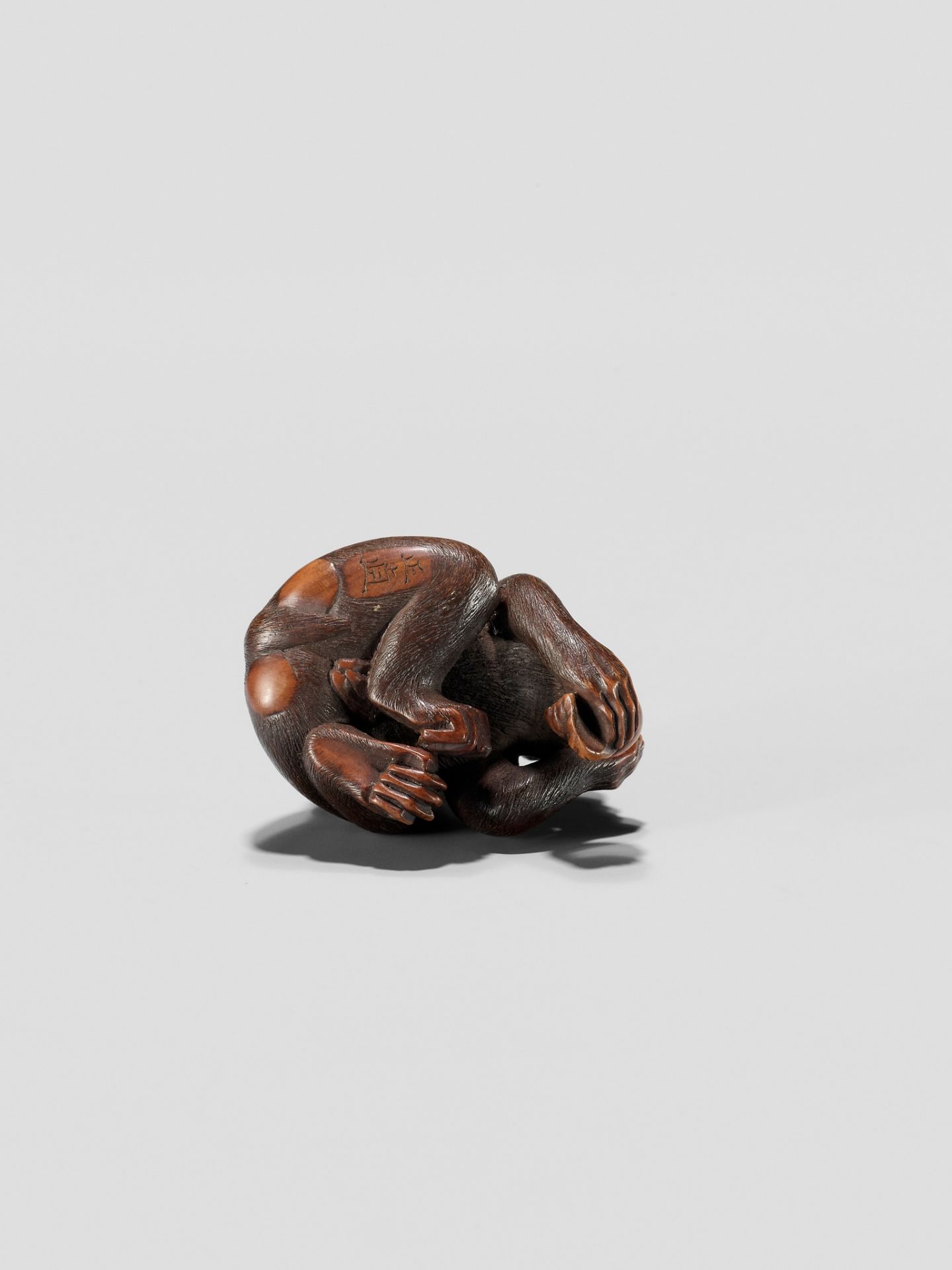 MASANAO: A WOOD NETSUKE OF A MONKEY AND YOUNG - Image 12 of 13