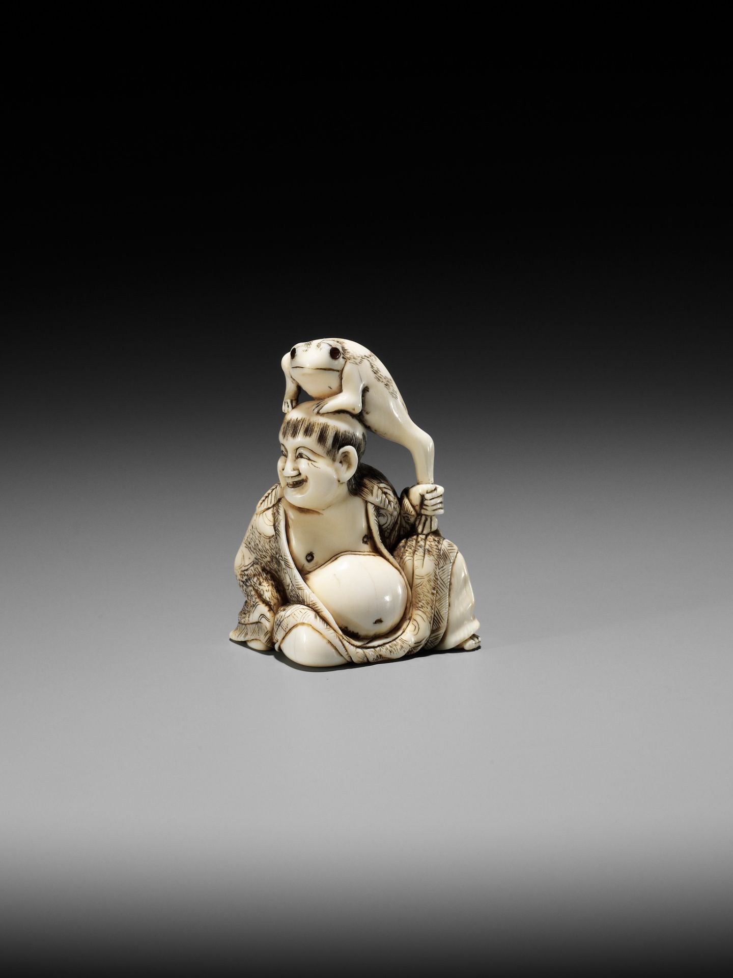 MASAMORI: AN IVORY NETSUKE OF GAMA SENNIN - Image 3 of 13