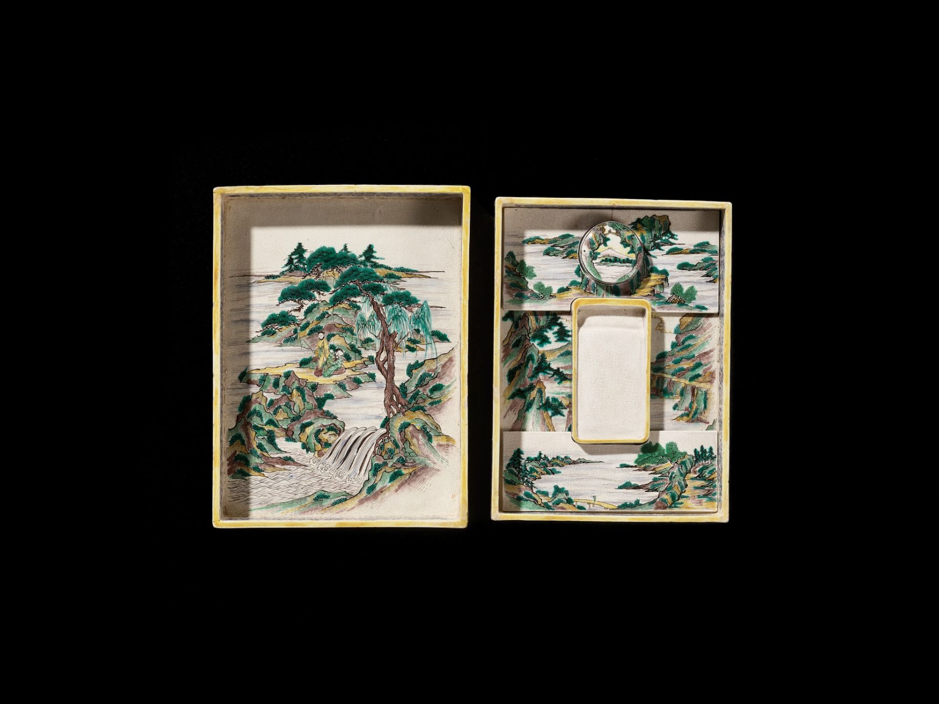 A VERY RARE KO-KUTANI STYLE PORCELAIN SUZURIBAKO (WRITING BOX) - Image 6 of 12