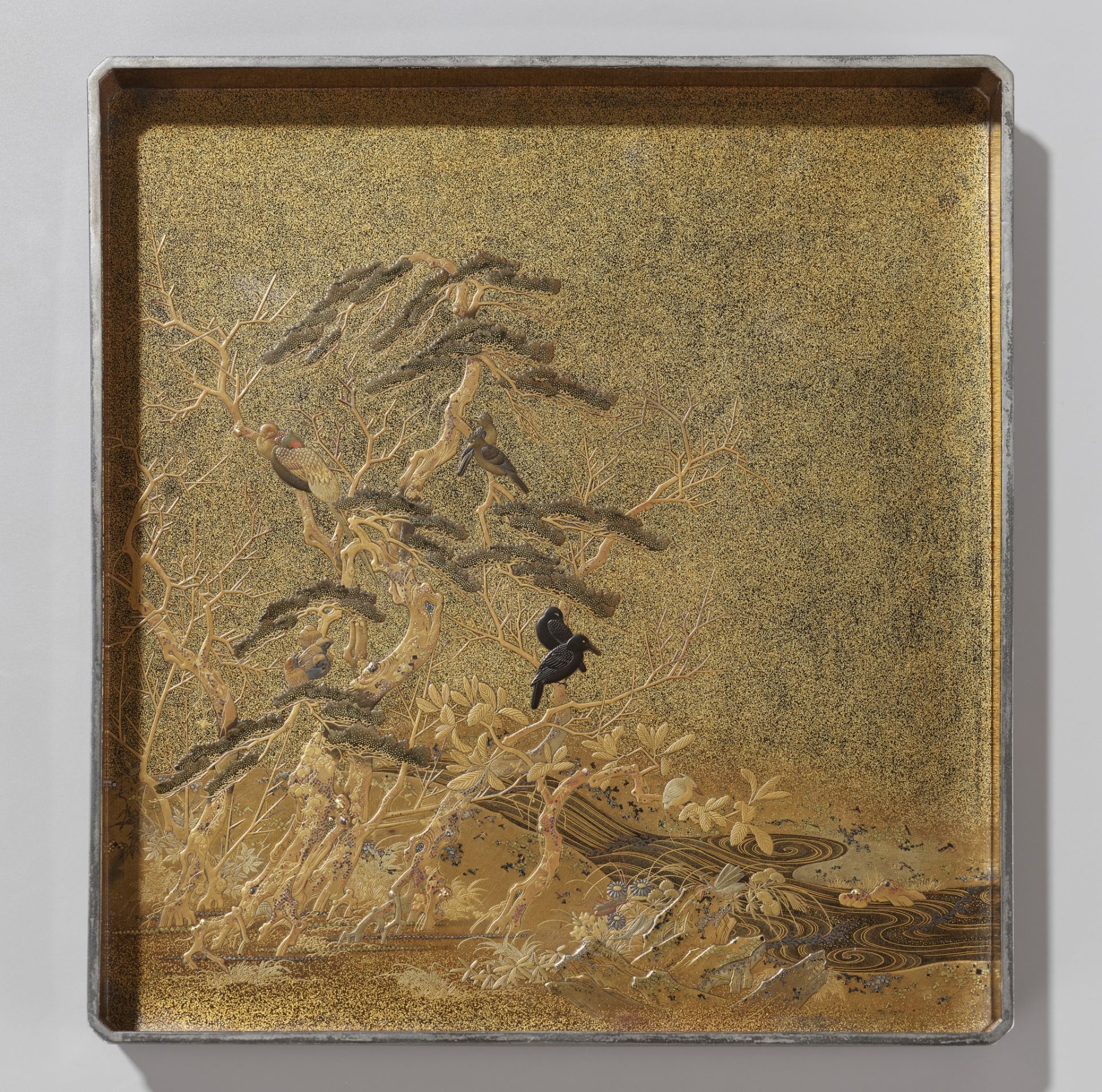 A SUPERB LACQUER SUZURIBAKO (WRITING BOX) DEPICTING A MOONLIT FOREST - Image 3 of 15