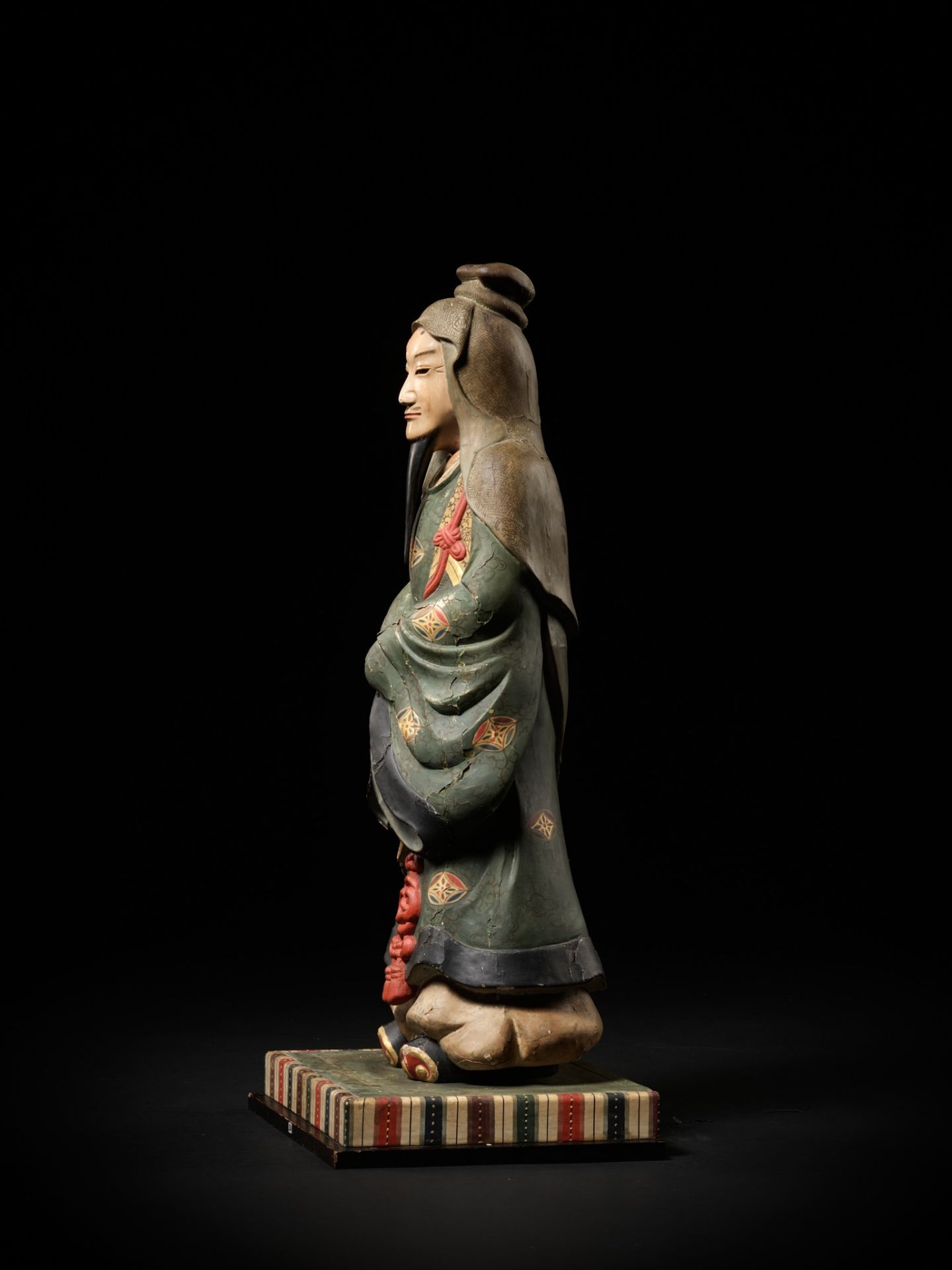 A RARE AND LARGE POLYCHROME WOOD FIGURE OF THE PRINCE SHOTOKU TAISHI - Image 4 of 9