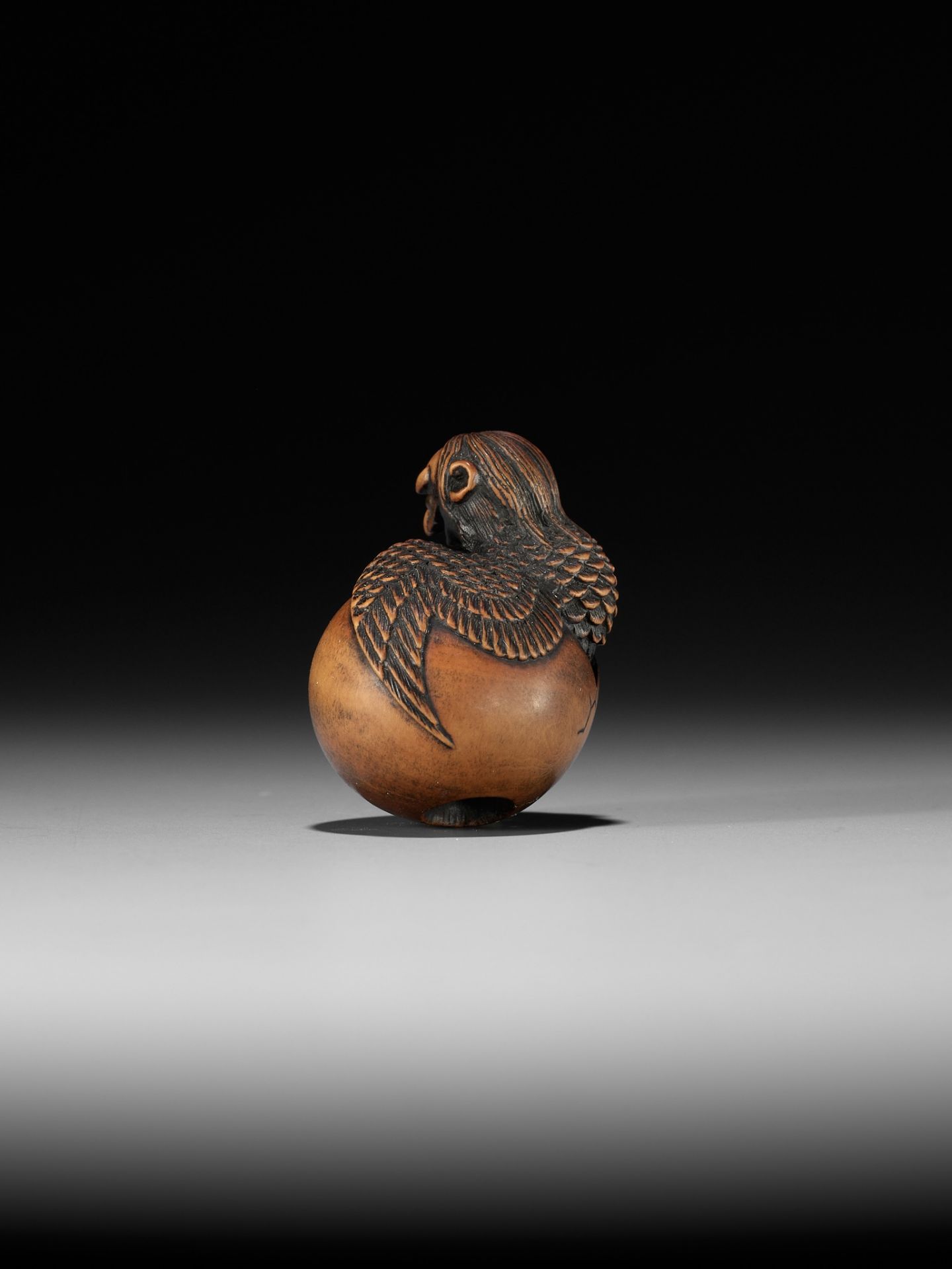 TOYOYO: A WOOD NETSUKE OF A HATCHING TENGU (TENGU NO TOMAGO) - Image 3 of 14