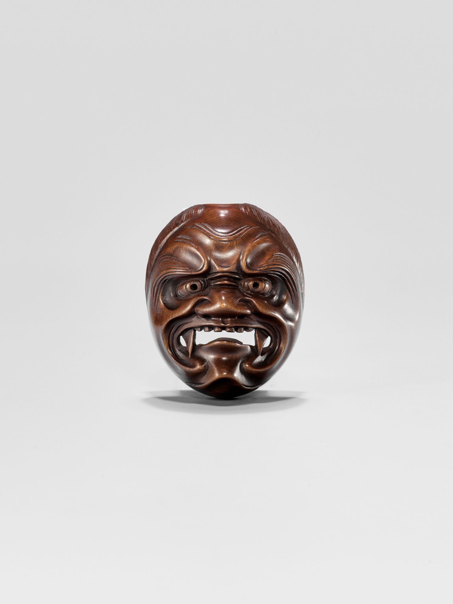 RYUZAN: A WOOD MASK NETSUKE OF SHIKAMI - Image 2 of 9