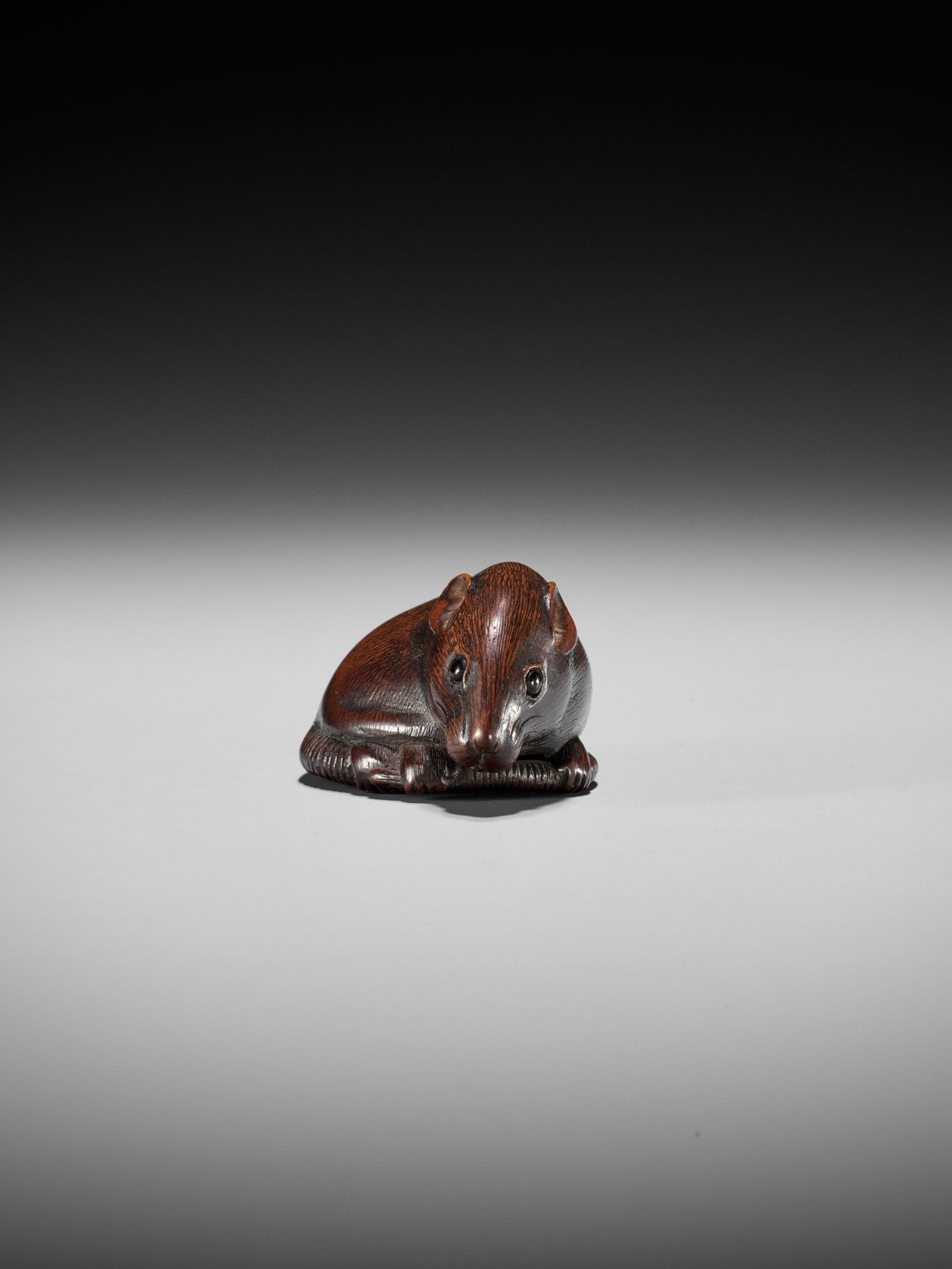 TOMOKAZU: A FINE WOOD NETSUKE OF A RAT - Image 10 of 11