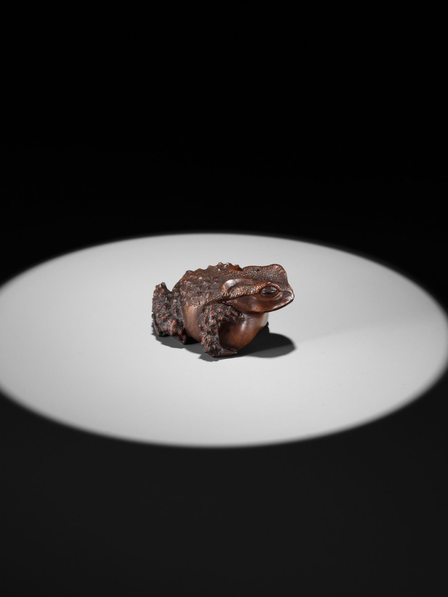 MASANAO: A FINE WOOD MINIATURE OKIMONO OF A TOAD - Image 8 of 12