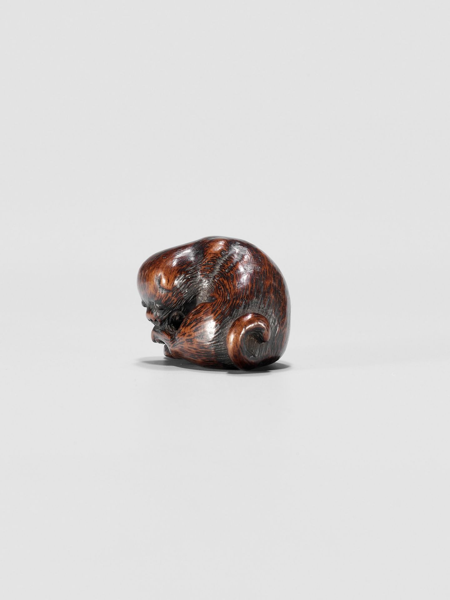 A WOOD NETSUKE OF A PUPPY - Image 4 of 10