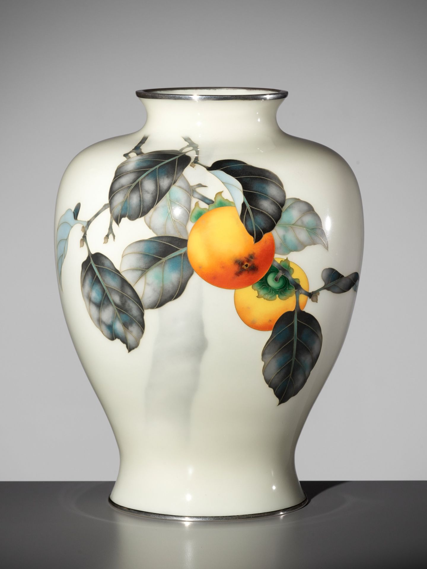 ANDO JUBEI: A FINE CLOISONNÃ‰ ENAMEL VASE WITH FRUITING PERSIMMON TREE