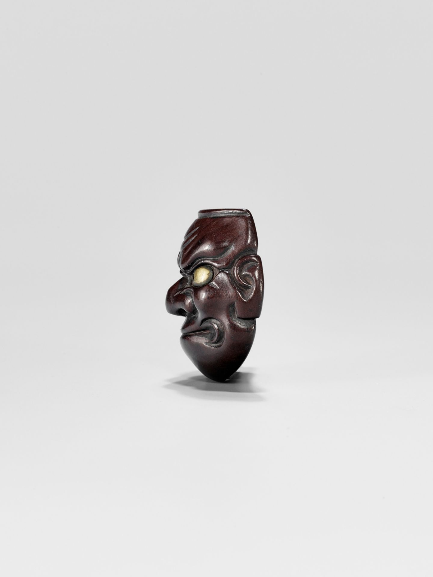 DEME UMAN: A WOOD NOH MASK NETSUKE OF O-BESHIMI - Image 3 of 11