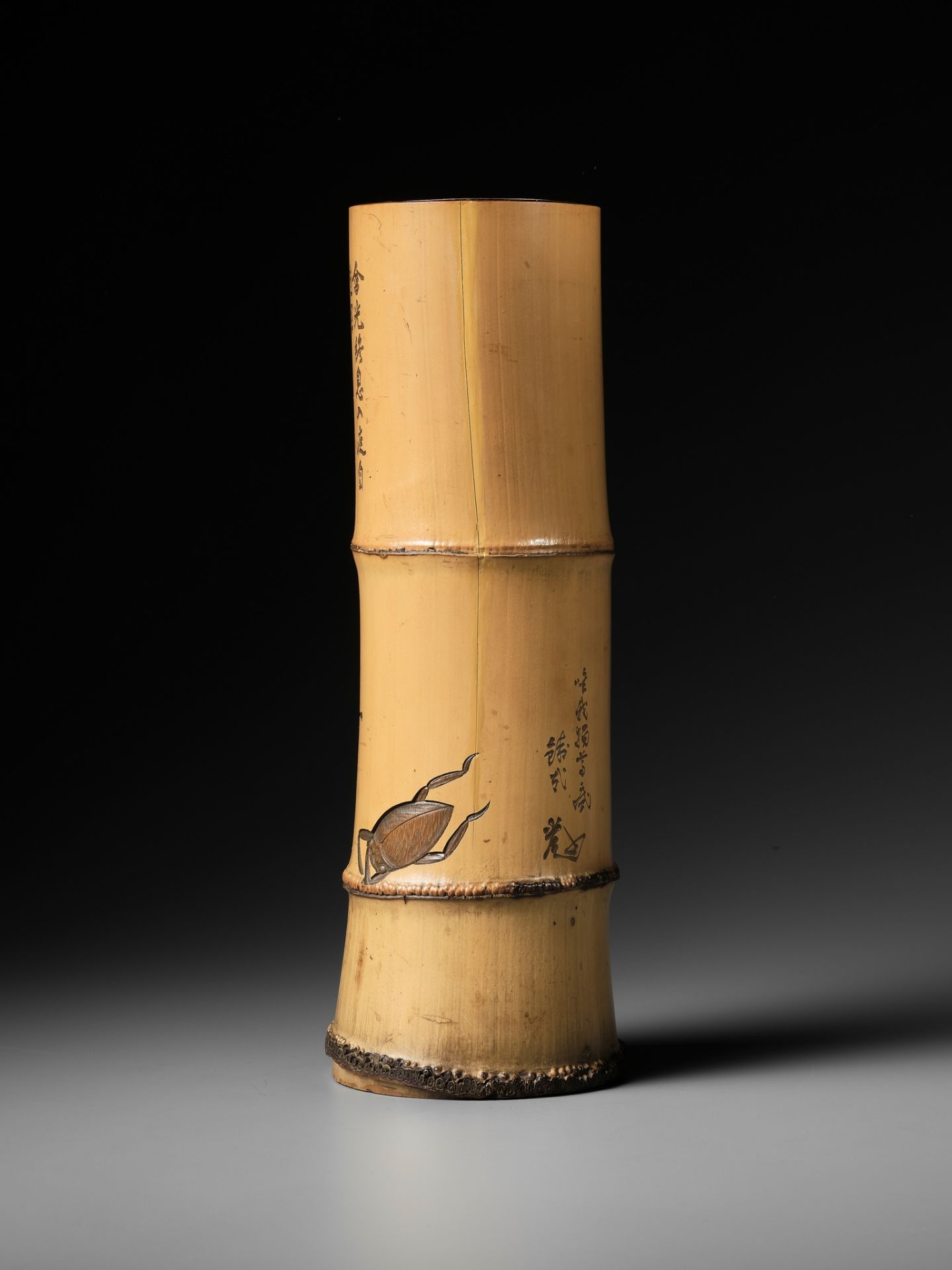 KANO TESSAI: A BAMBOO BRUSHPOT WITH KANSHI POEMS - Image 3 of 13